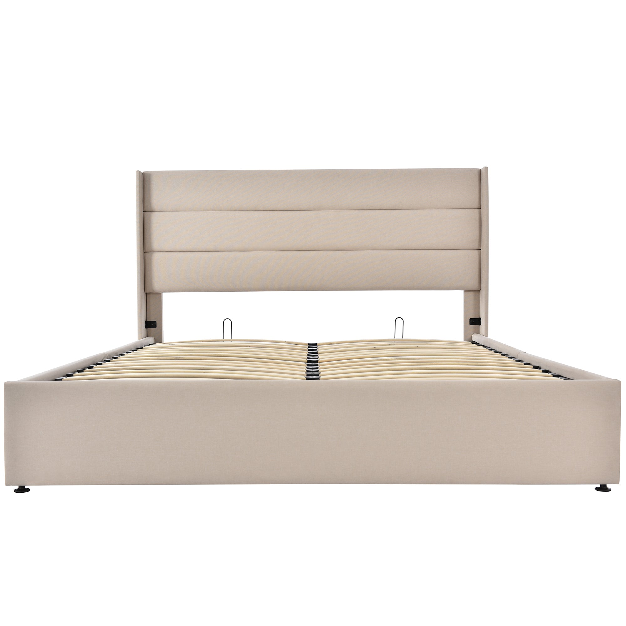 Logidon opbergbed gestoffeerd bed 160x200 beige hydraulisch