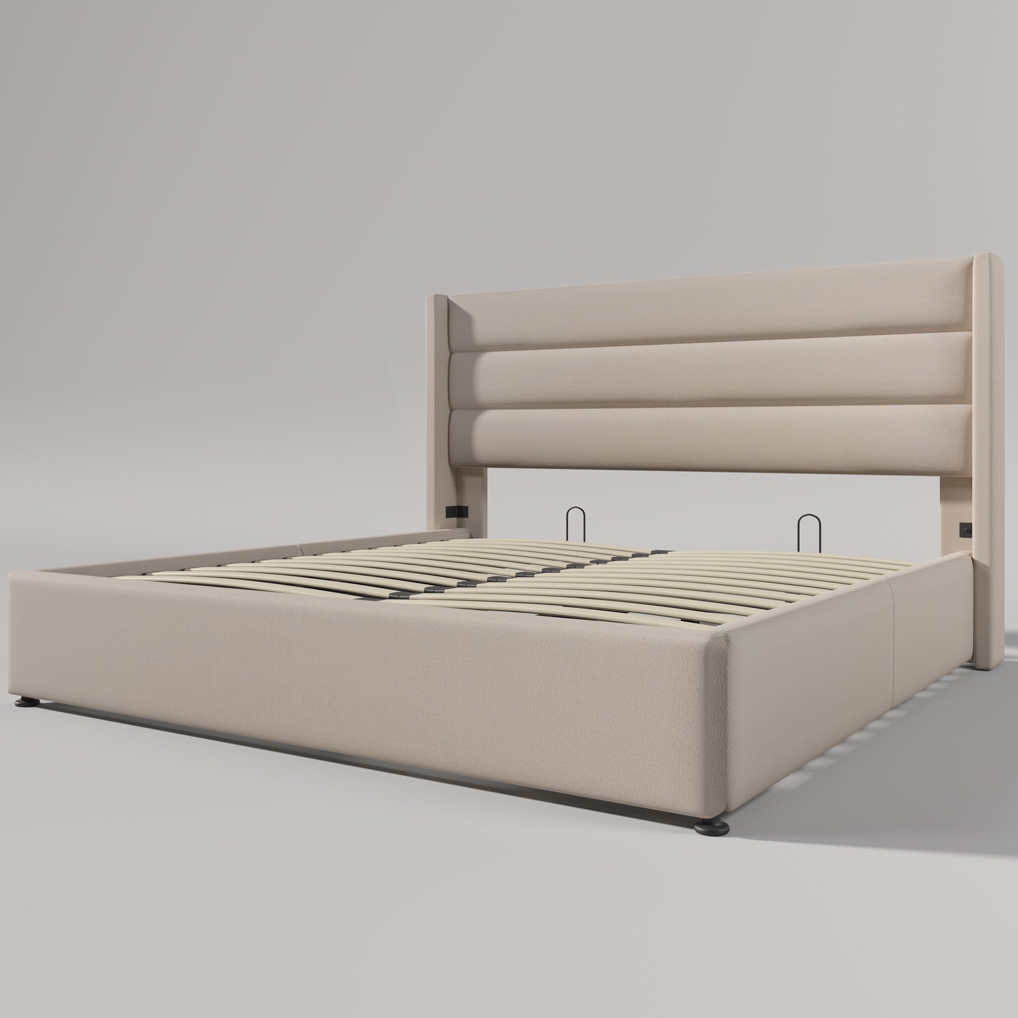 Logidon opbergbed gestoffeerd bed 160x200 beige hydraulisch