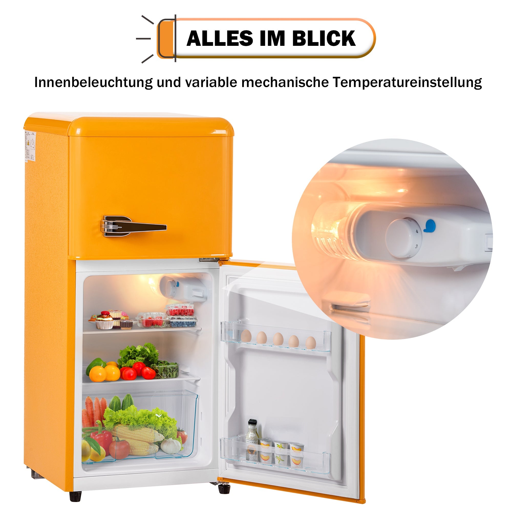 Logidon Retro Koel-vriescombinatie Antiek Geel 60L