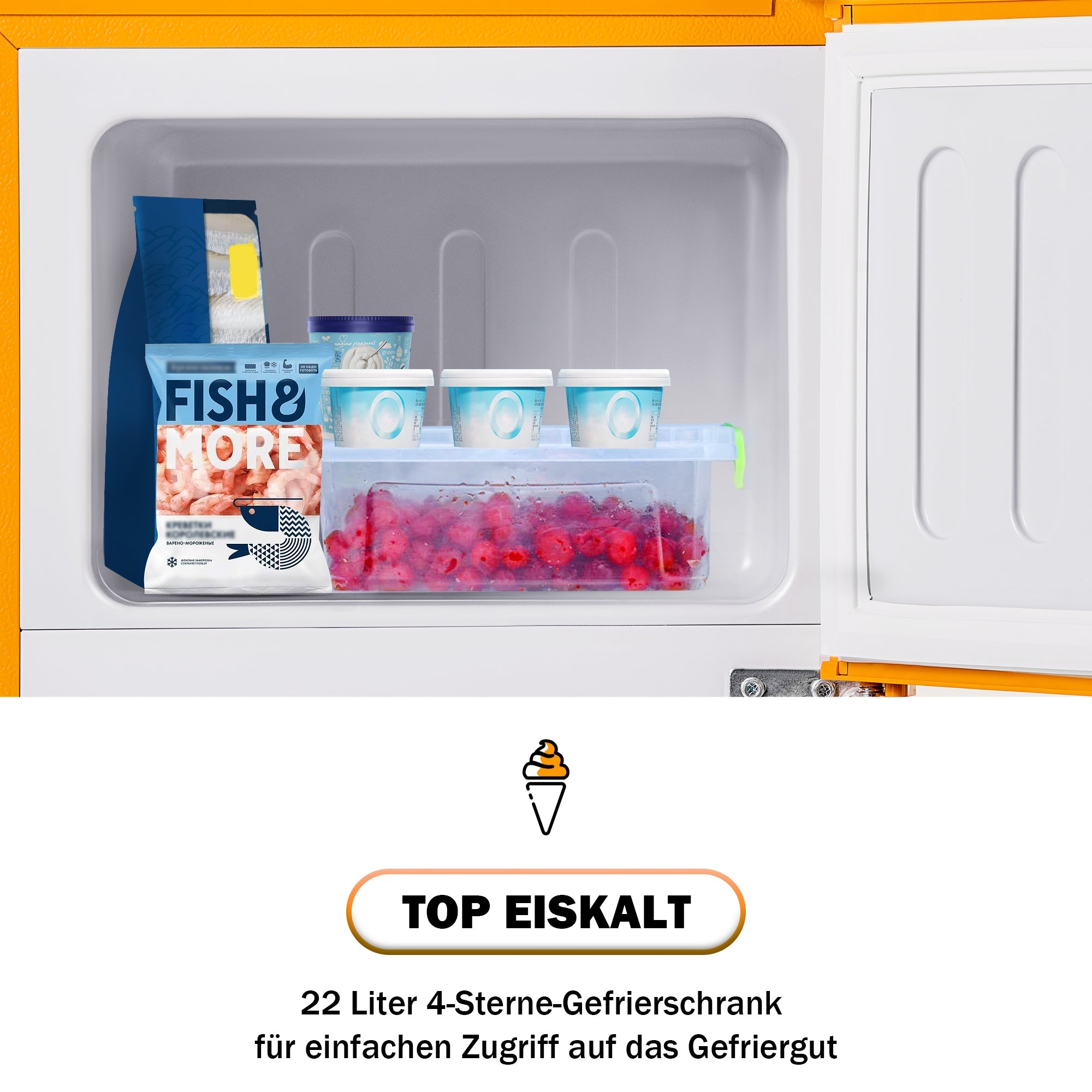 Logidon Retro Koel-vriescombinatie Antiek Geel 60L