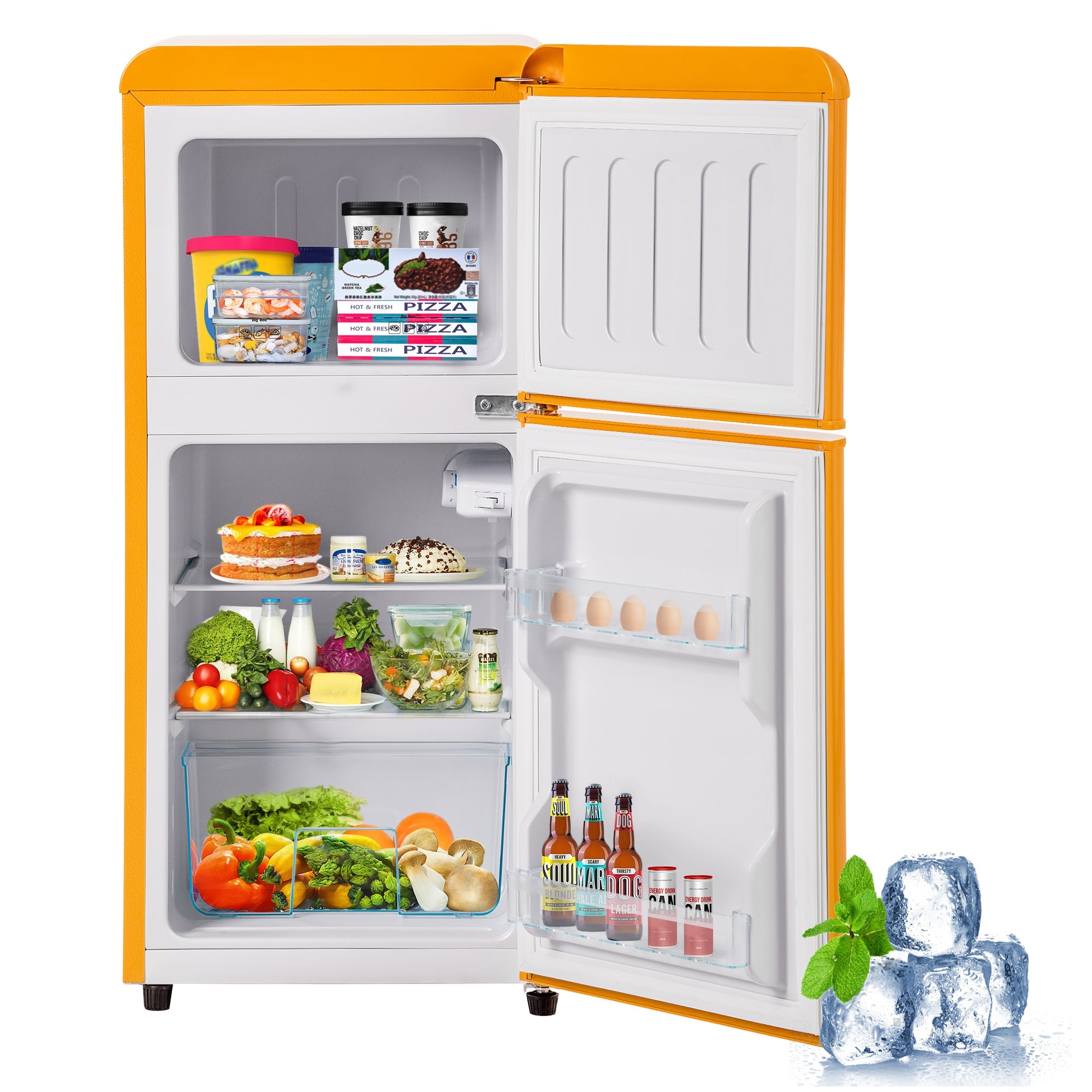 Logidon Retro Koel-vriescombinatie Antiek Geel 60L