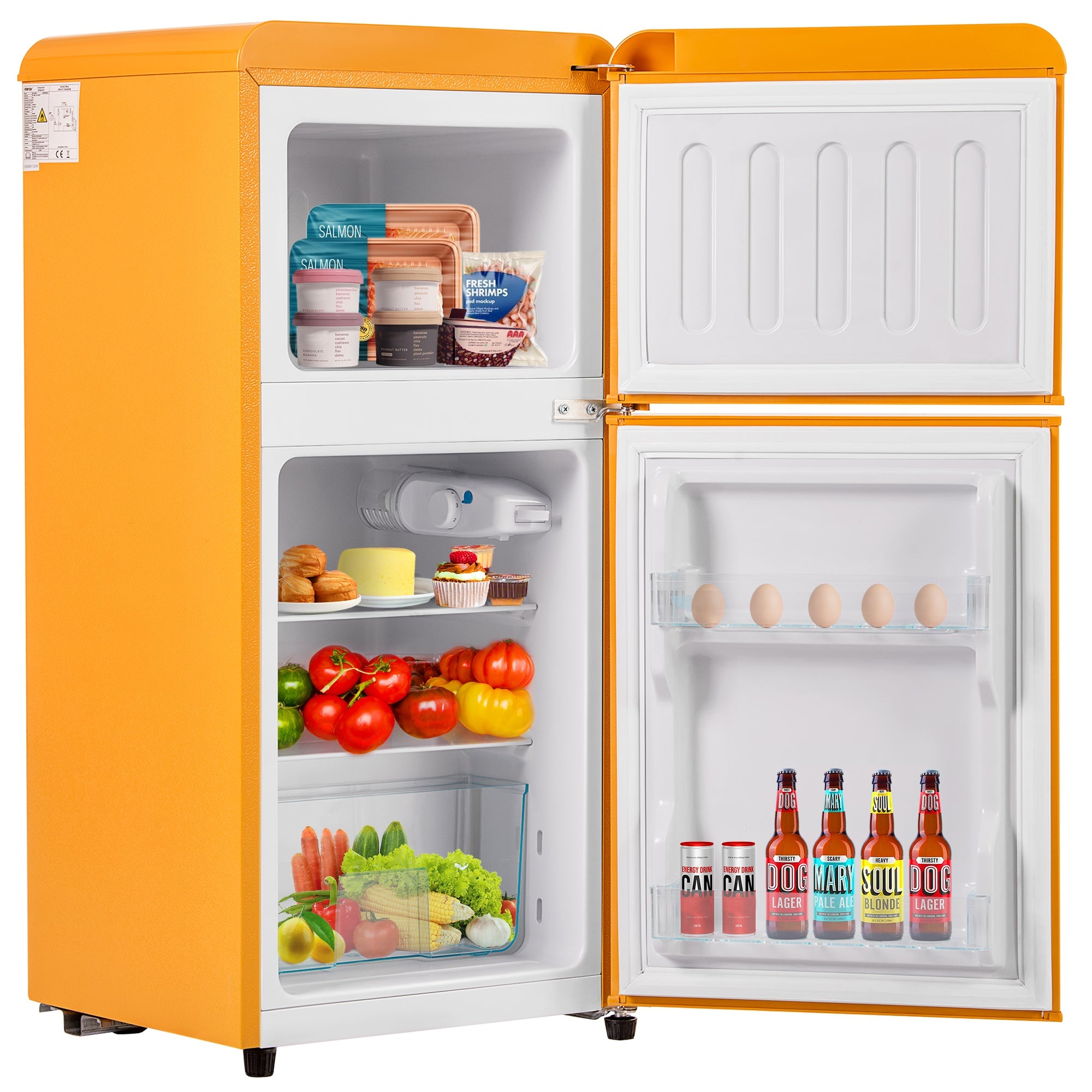 Logidon Retro Koel-vriescombinatie Antiek Geel 60L