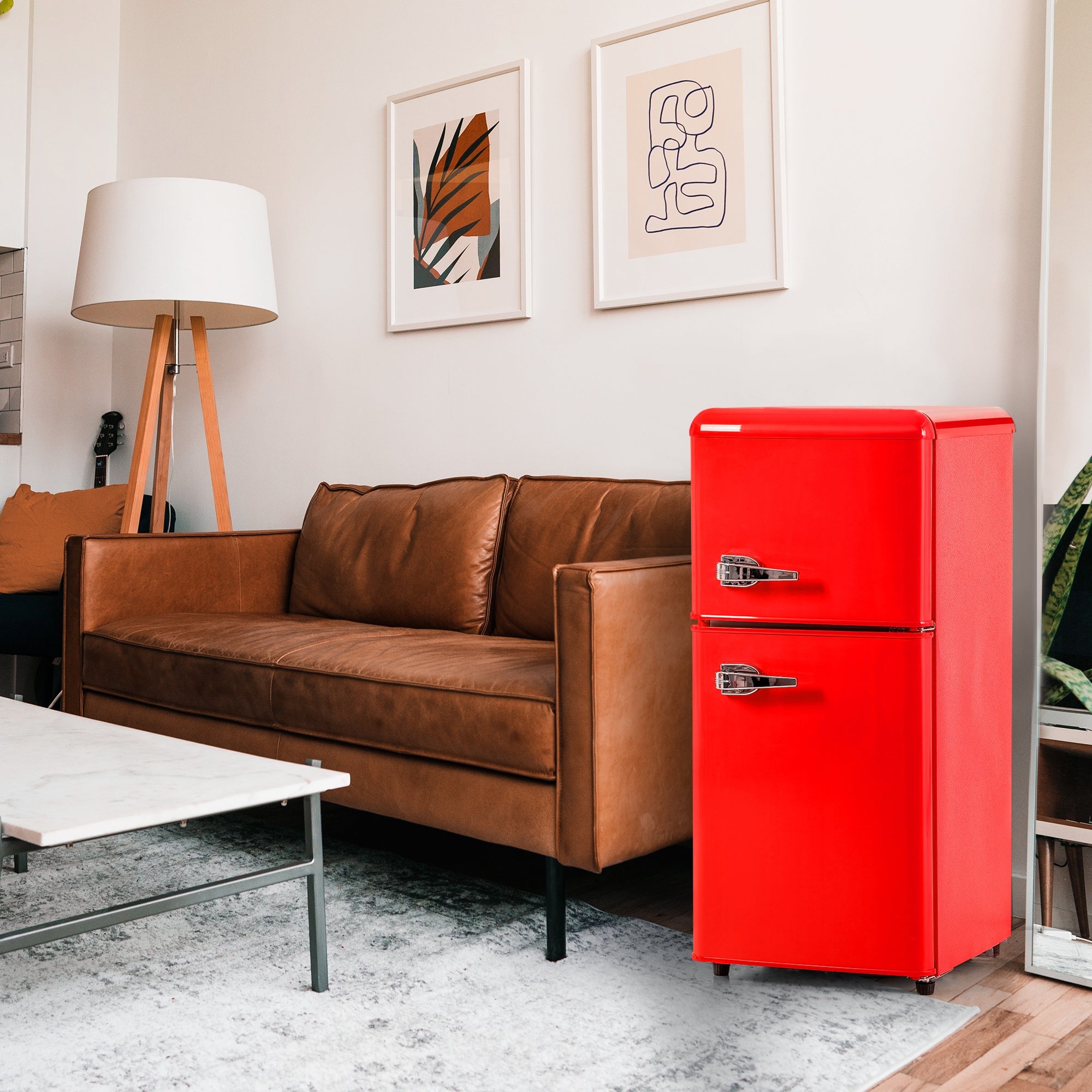 Logidon retro koel-vriescombinatie rood 60 L totaal volume