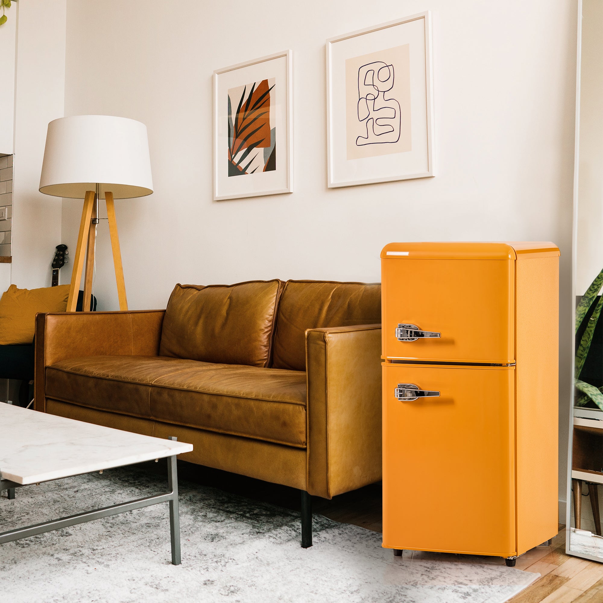 Logidon Retro Koel-vriescombinatie Antiek Geel 60L
