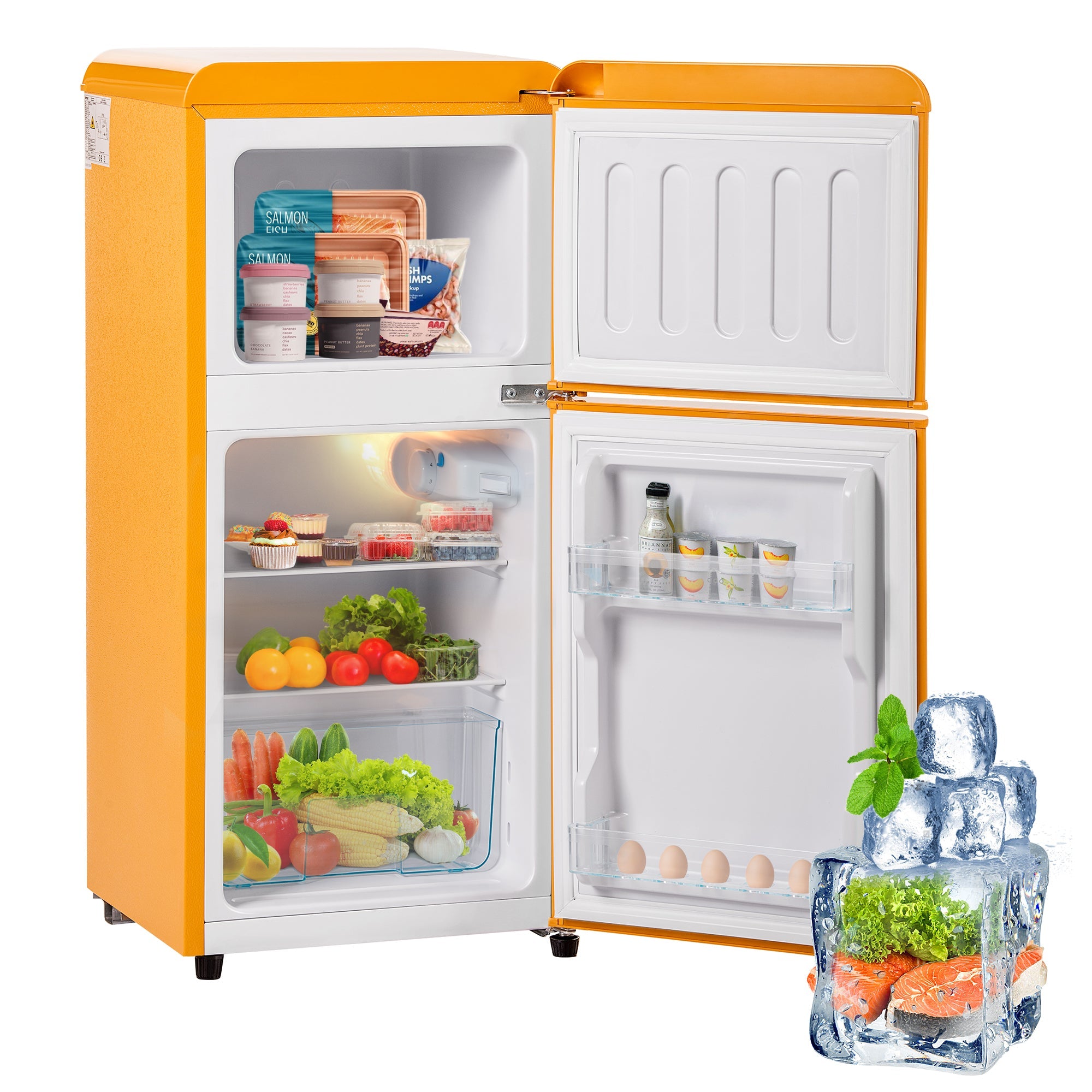 Logidon Retro Koel-vriescombinatie Antiek Geel 60L