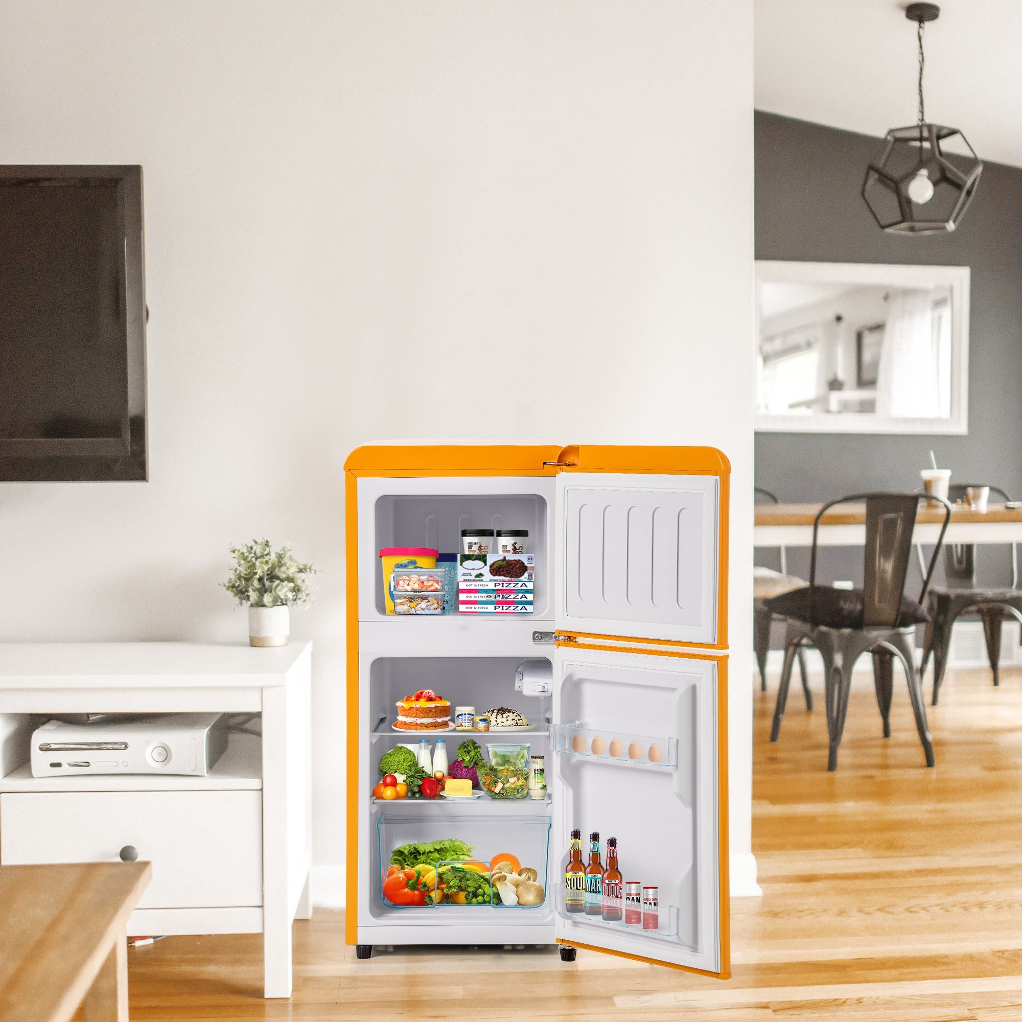Logidon Retro Koel-vriescombinatie Antiek Geel 60L