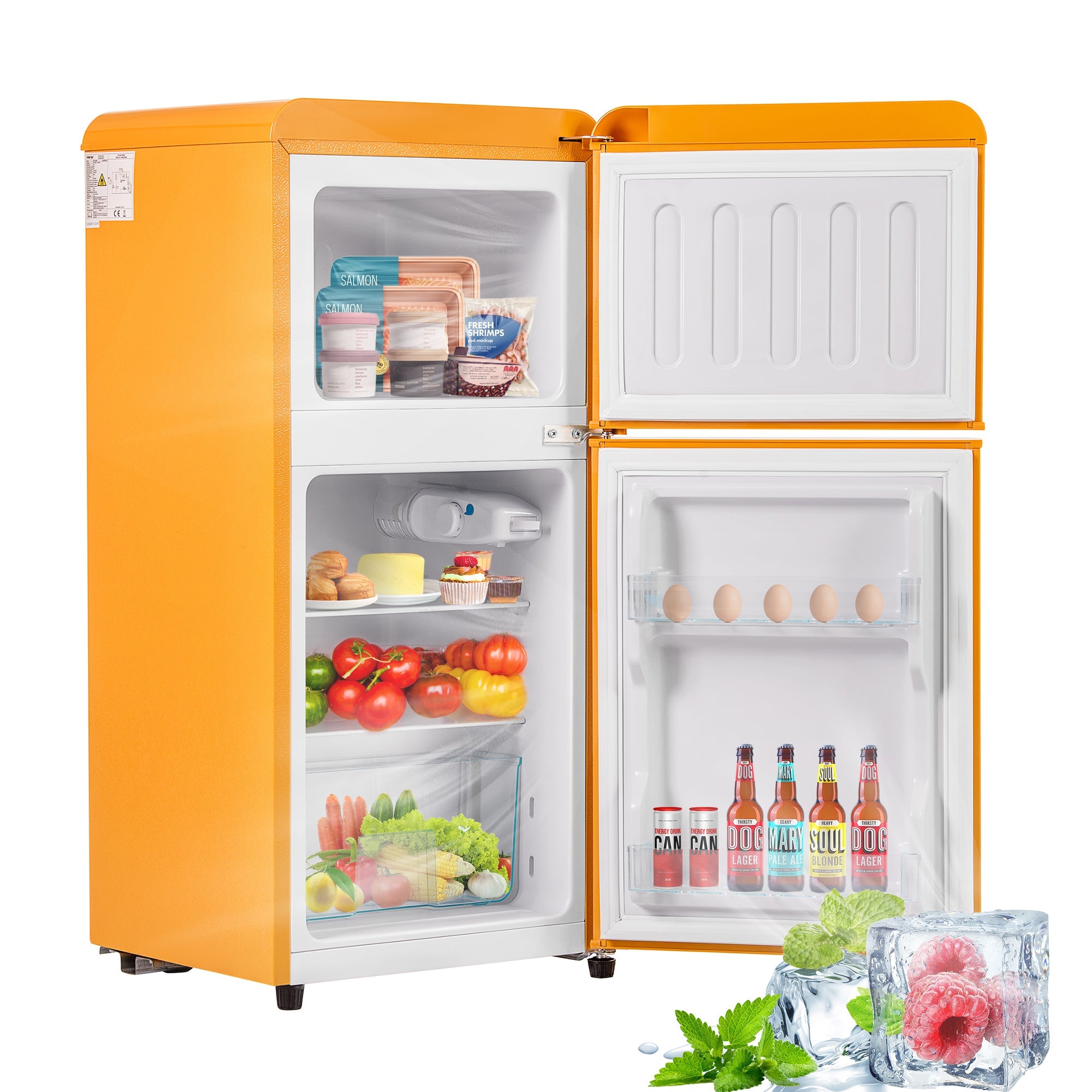 Logidon Retro Koel-vriescombinatie Antiek Geel 60L