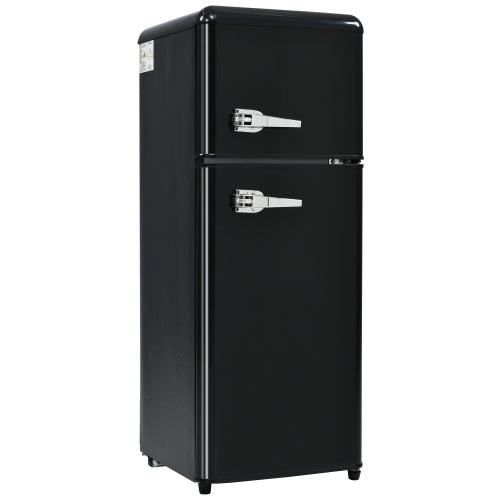 Logidon retro koelkast twee deuren 105,5 cm hoog zwart 92 L