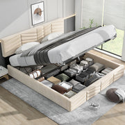 Logidon gestoffeerd bed hydraulisch functioneel bed beige 180x200