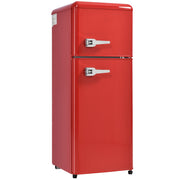 Logidon Retro-koelkast rood, twee deuren, totaal volume van 92 liter, LED-licht