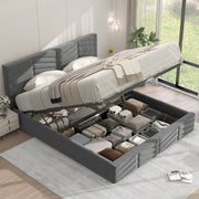 Logidon gestoffeerd bed tweepersoonsbed hydraulisch hoofdbord 140x200 grijs