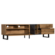Logidon Modern Color Blocking TV Cabinet 180 cm MDF Wood Look Black