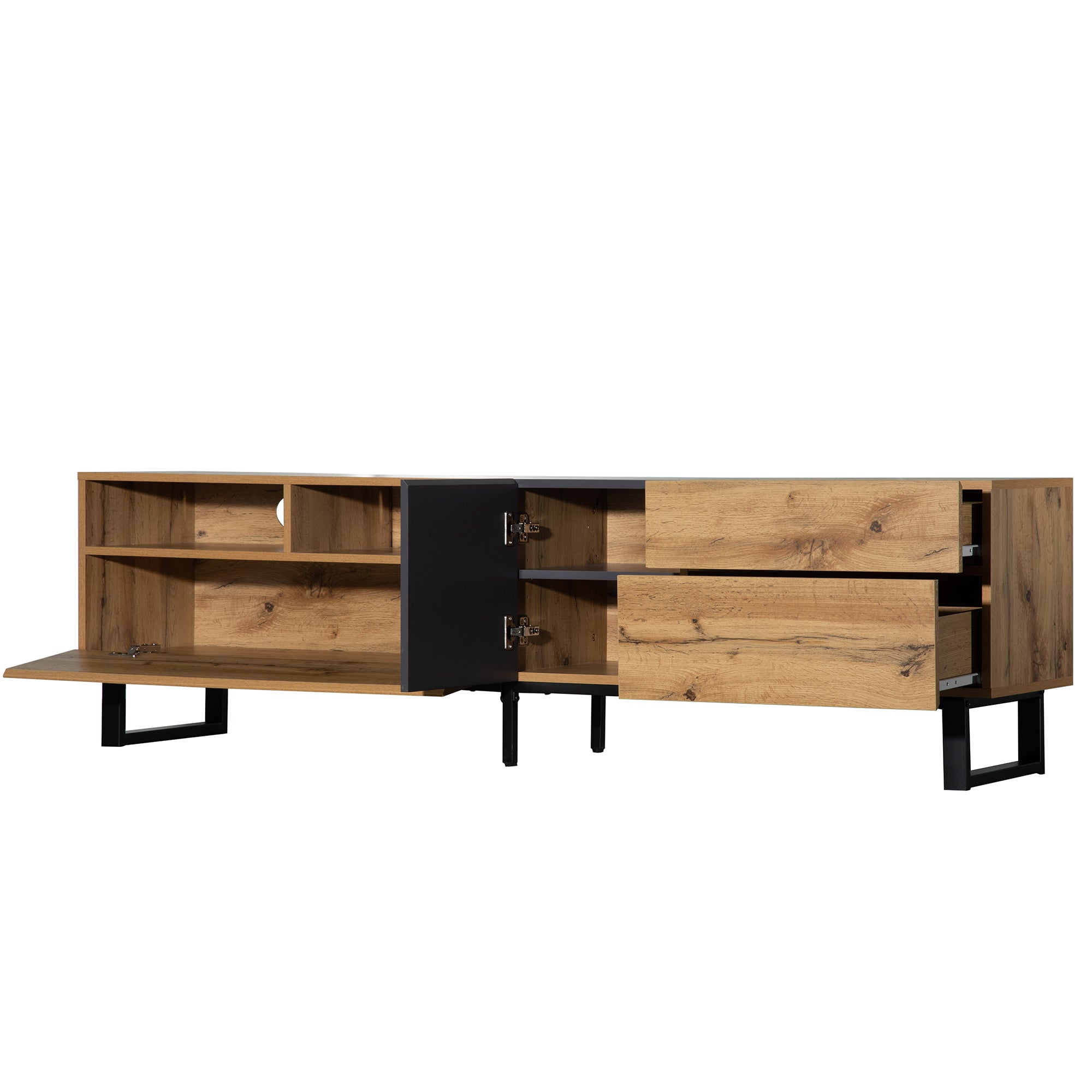 Logidon Modern Color Blocking TV Cabinet 180 cm MDF Wood Look Black