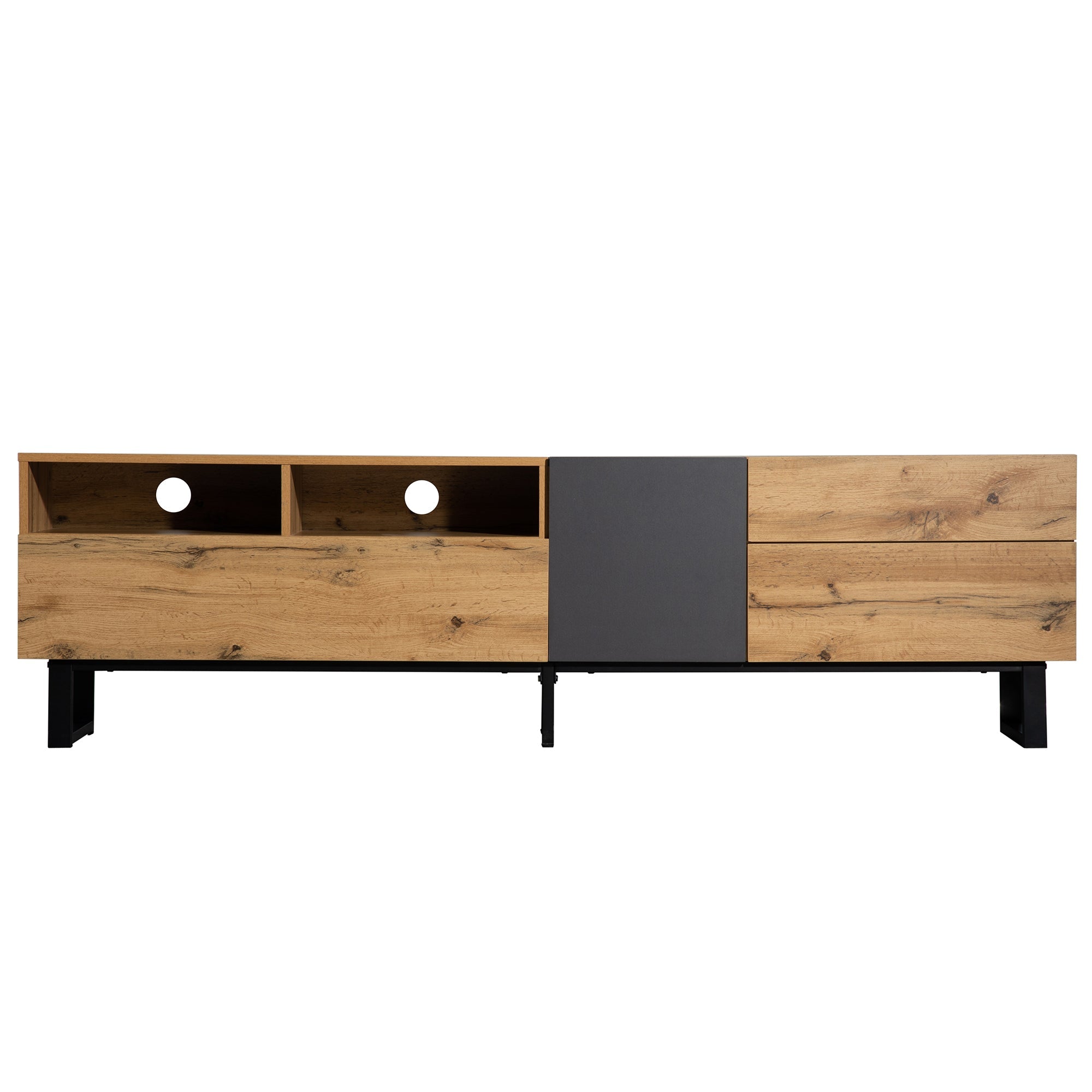 Logidon Modern Color Blocking TV Cabinet 180 cm MDF Wood Look Black