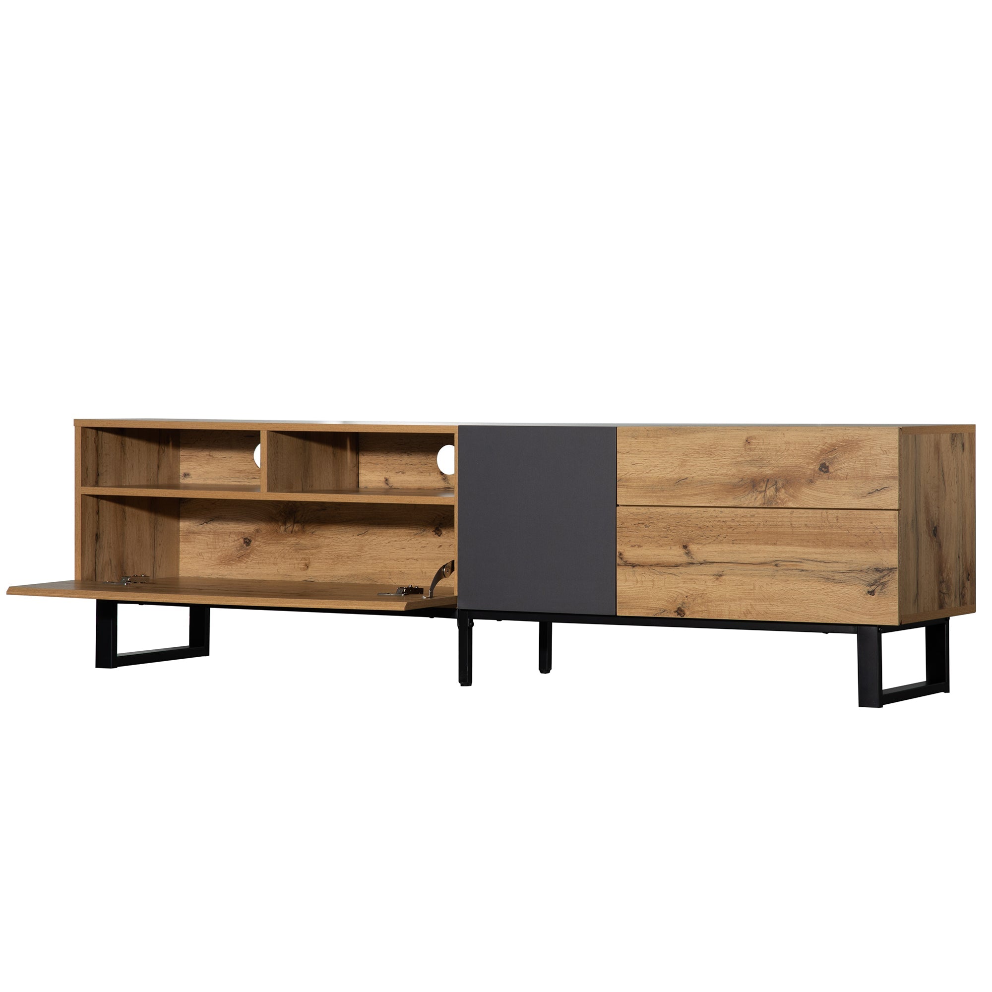 Logidon Modern Color Blocking TV Cabinet 180 cm MDF Wood Look Black