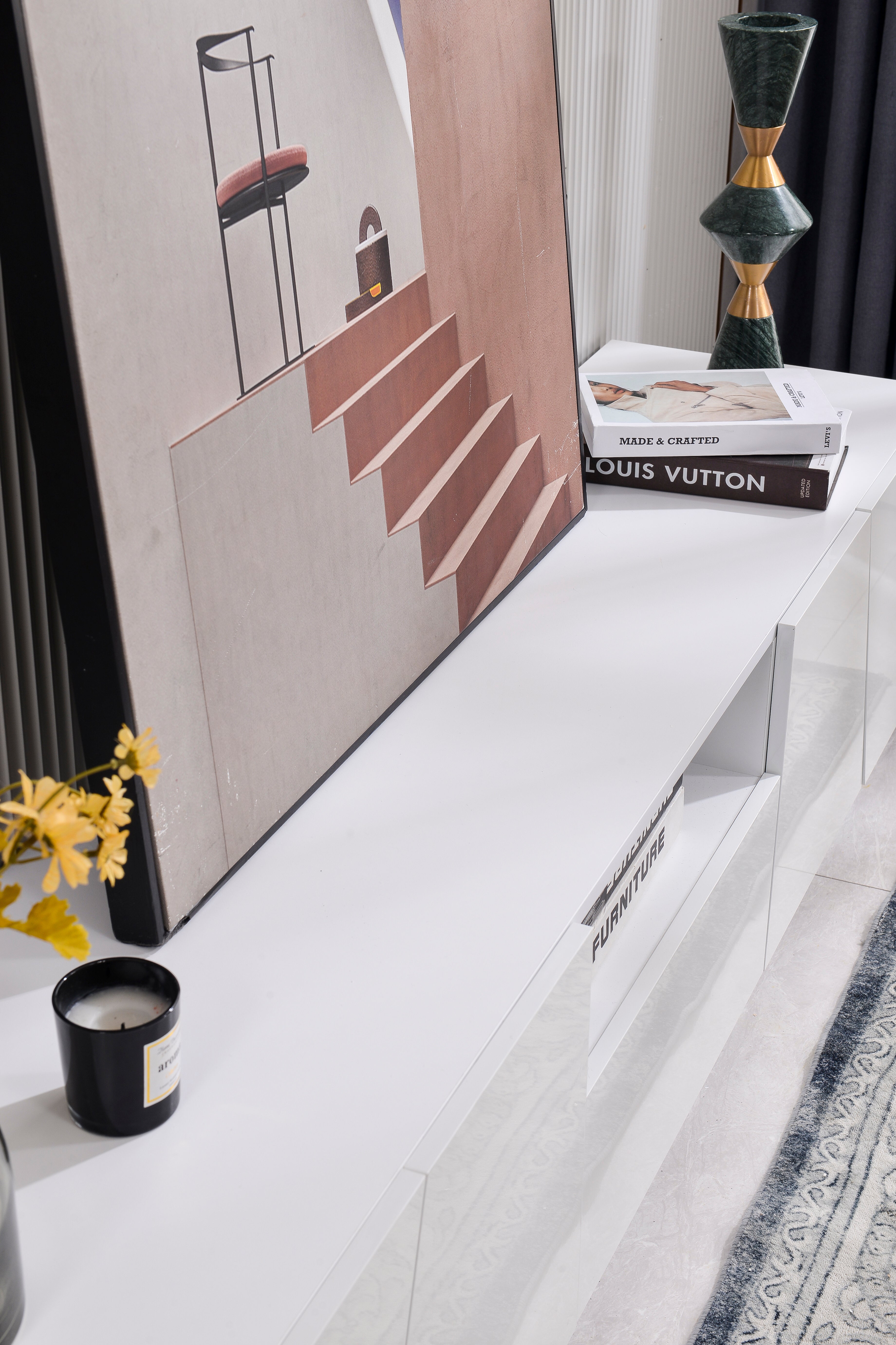 Logidon Modern tv-meubel 170 cm patchwork-design wit glanzende fronten