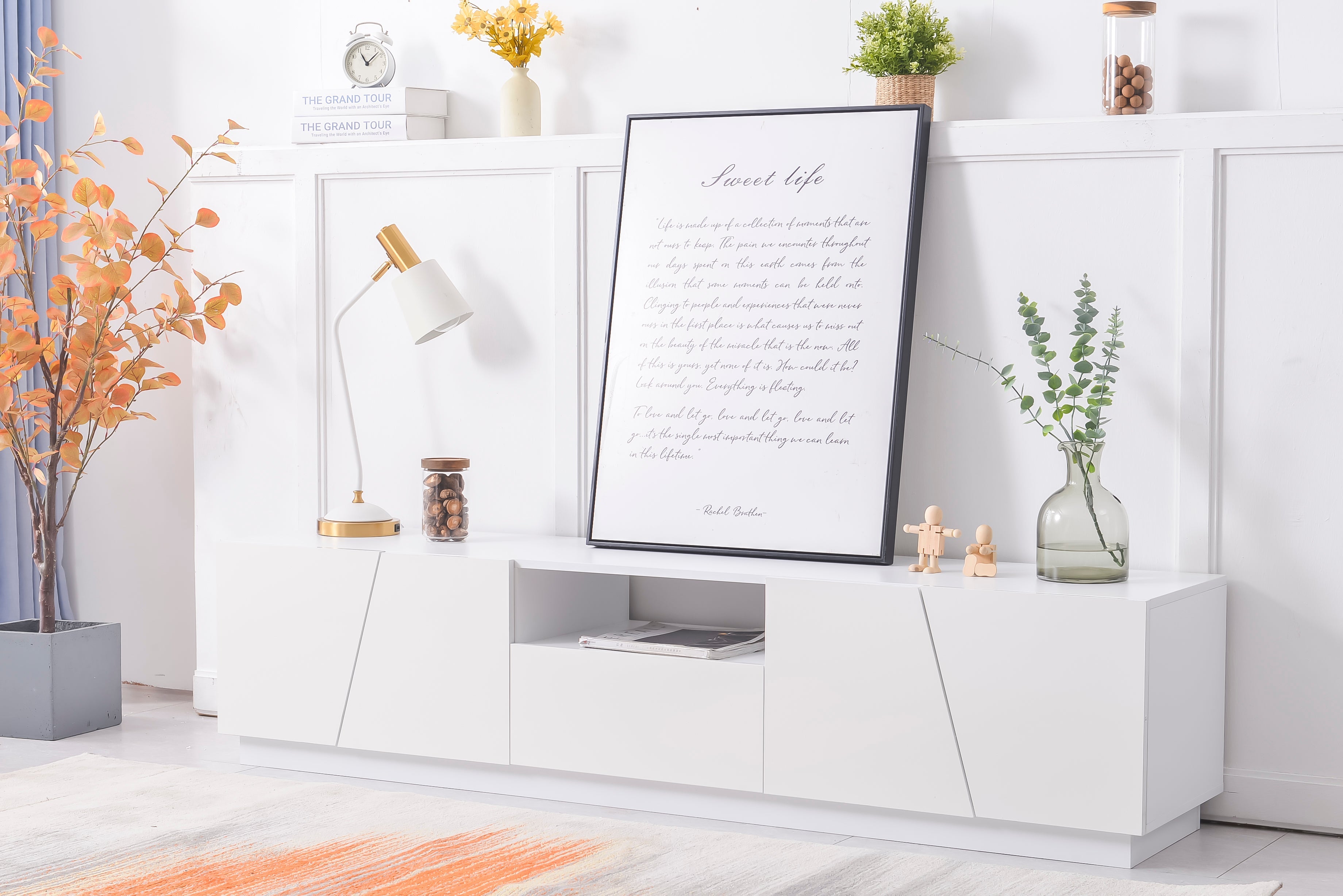 Logidon Modern tv-meubel 170 cm patchwork-design wit glanzende fronten