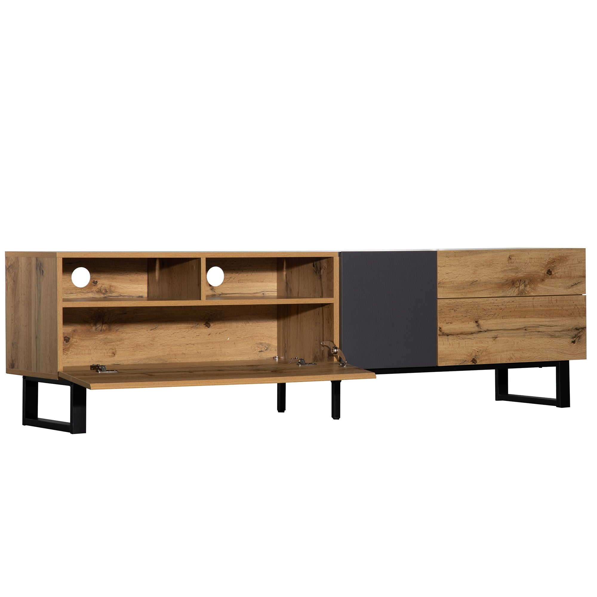 Logidon Modern Color Blocking TV Cabinet 180 cm MDF Wood Look Black