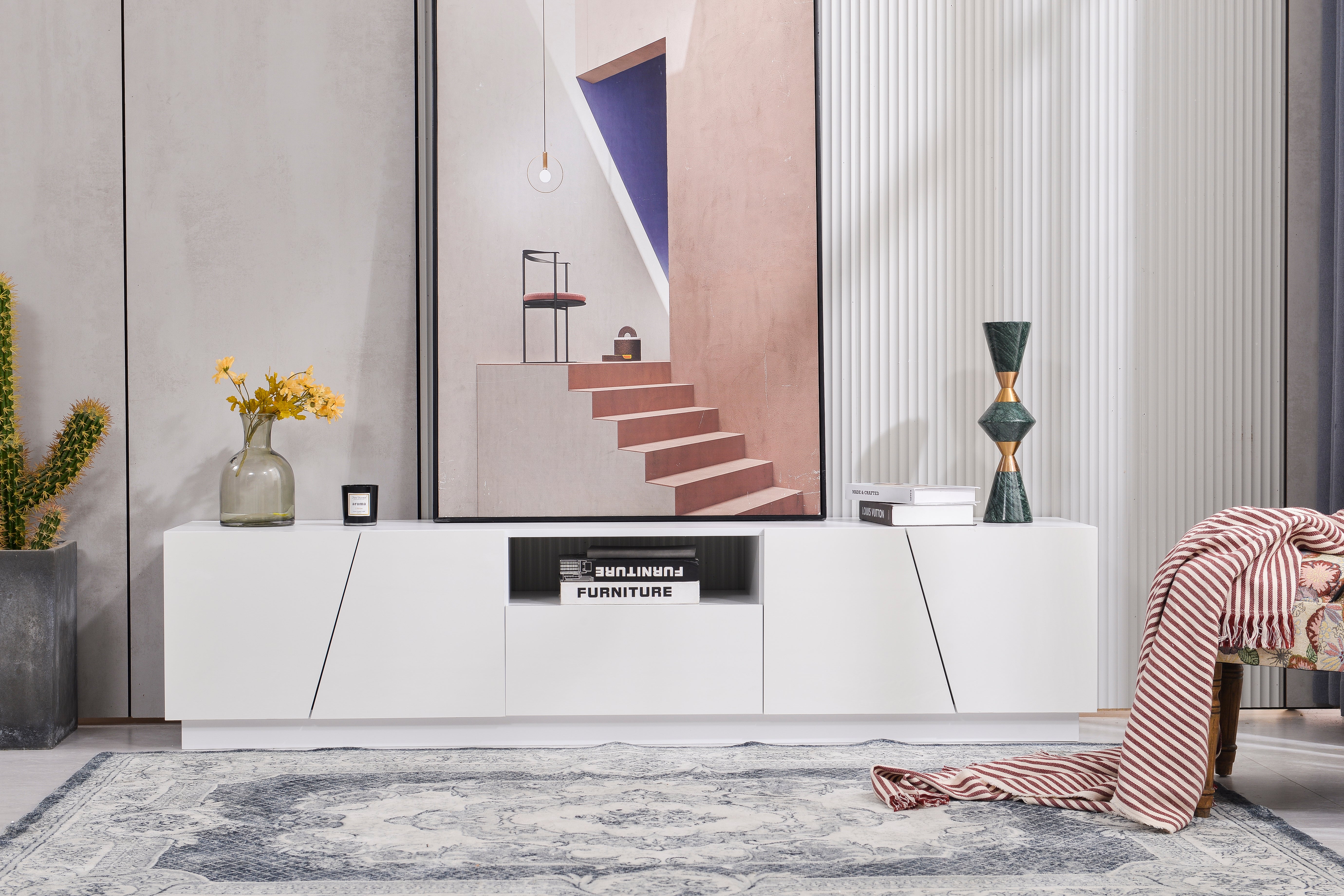 Logidon Modern tv-meubel 170 cm patchwork-design wit glanzende fronten