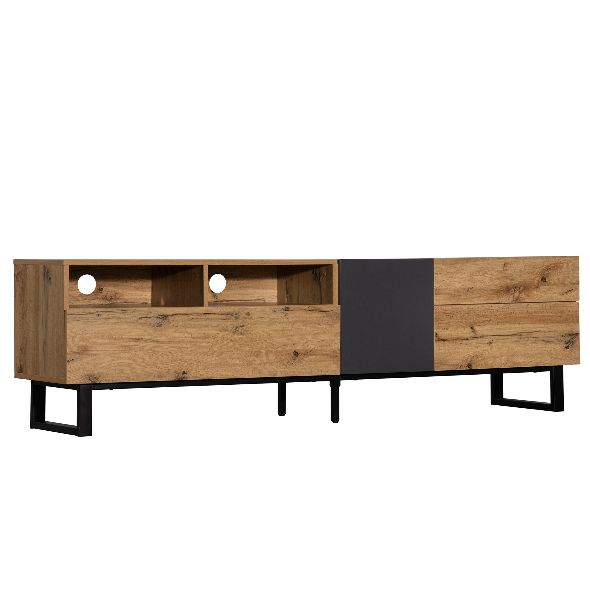 Logidon Modern Color Blocking TV Cabinet 180 cm MDF Wood Look Black