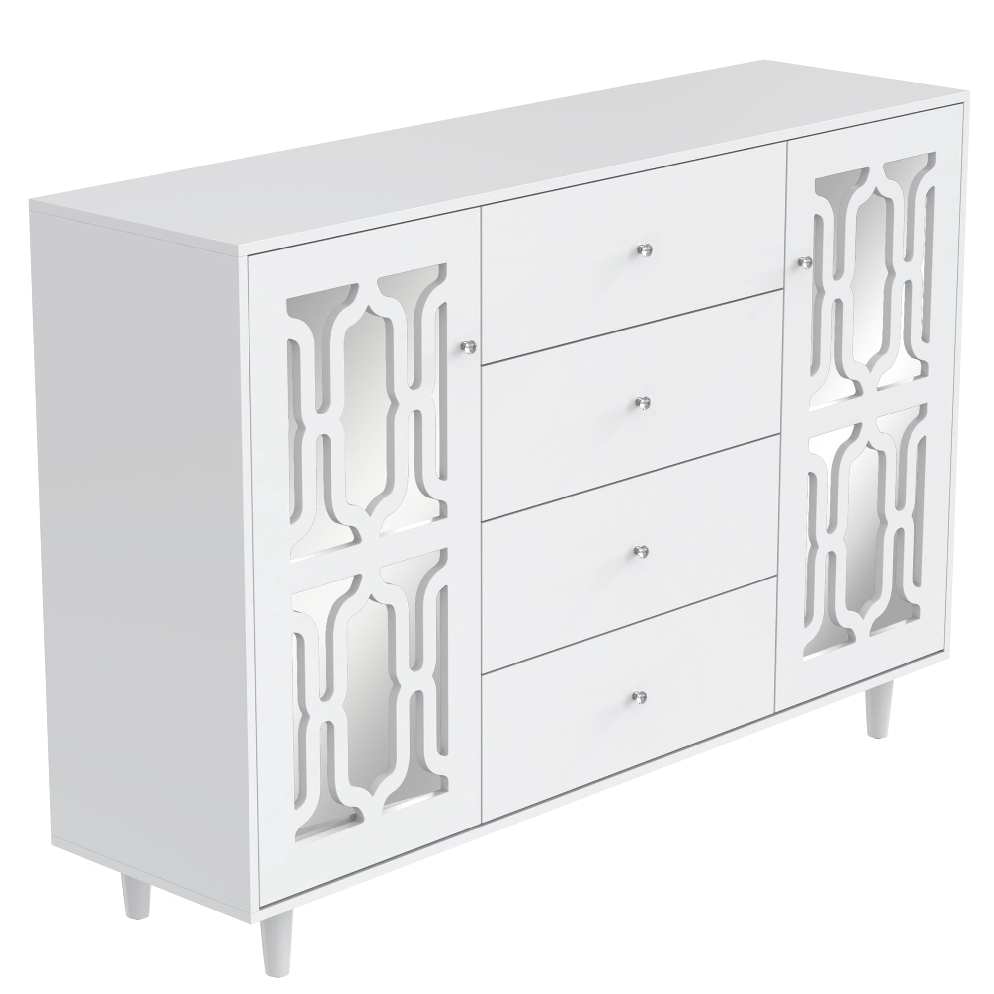 Logidon Wit Spiegeldressoir met Kristallen Handgrepen 147,5x40x102 cm