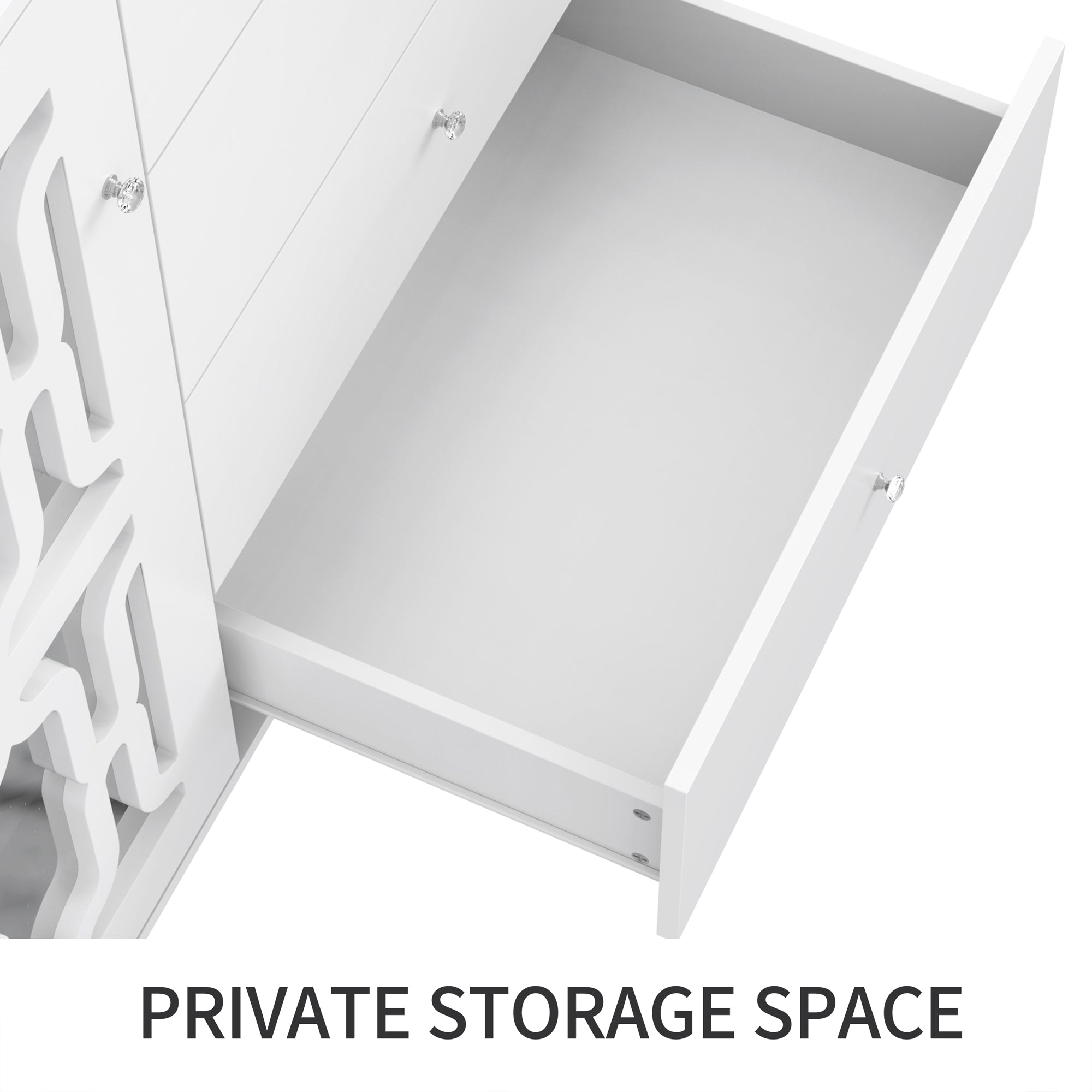 Logidon Wit Spiegeldressoir met Kristallen Handgrepen 147,5x40x102 cm