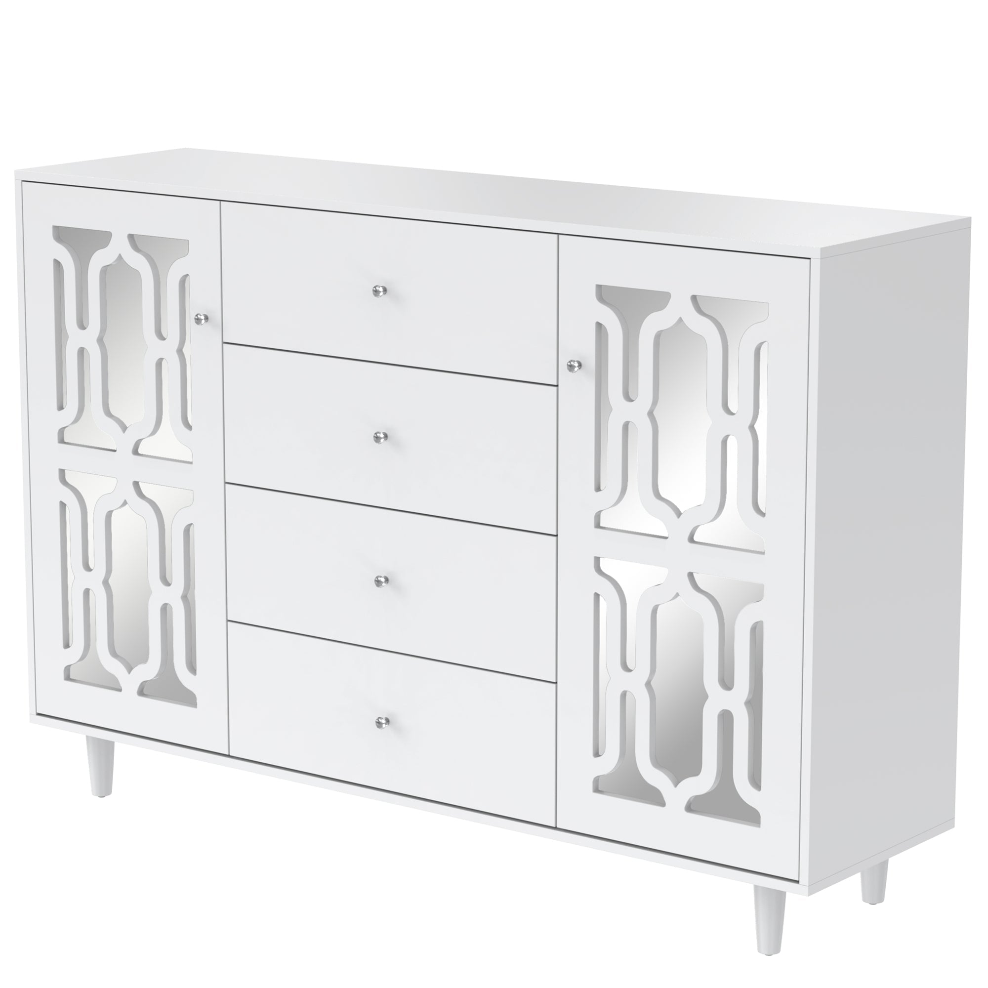 Logidon Wit Spiegeldressoir met Kristallen Handgrepen 147,5x40x102 cm