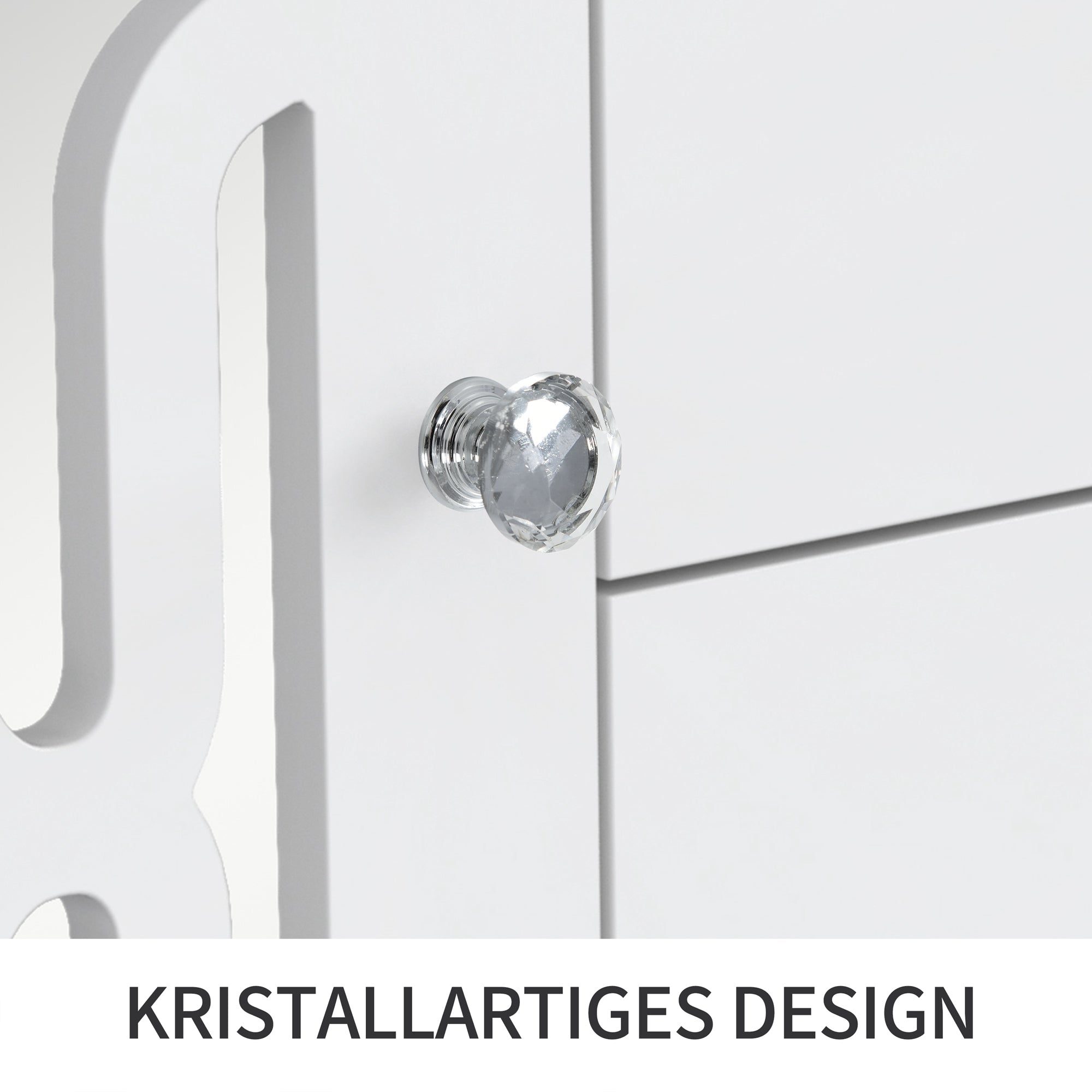 Logidon Wit Spiegeldressoir met Kristallen Handgrepen 147,5x40x102 cm