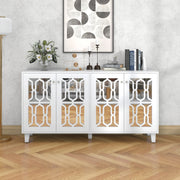 Logidon Wit Spiegeldressoir met Kristallen Handgrepen 4 Deurs 160 x 40 x 84 cm