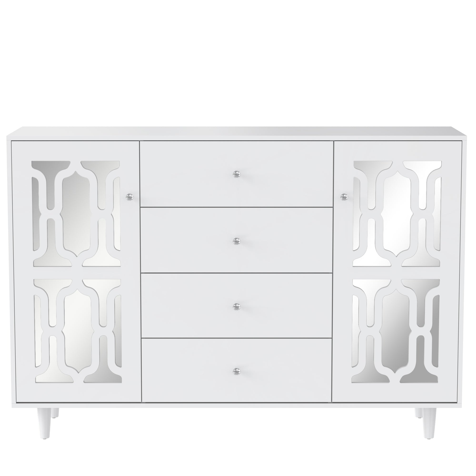 Logidon Wit Spiegeldressoir met Kristallen Handgrepen 147,5x40x102 cm