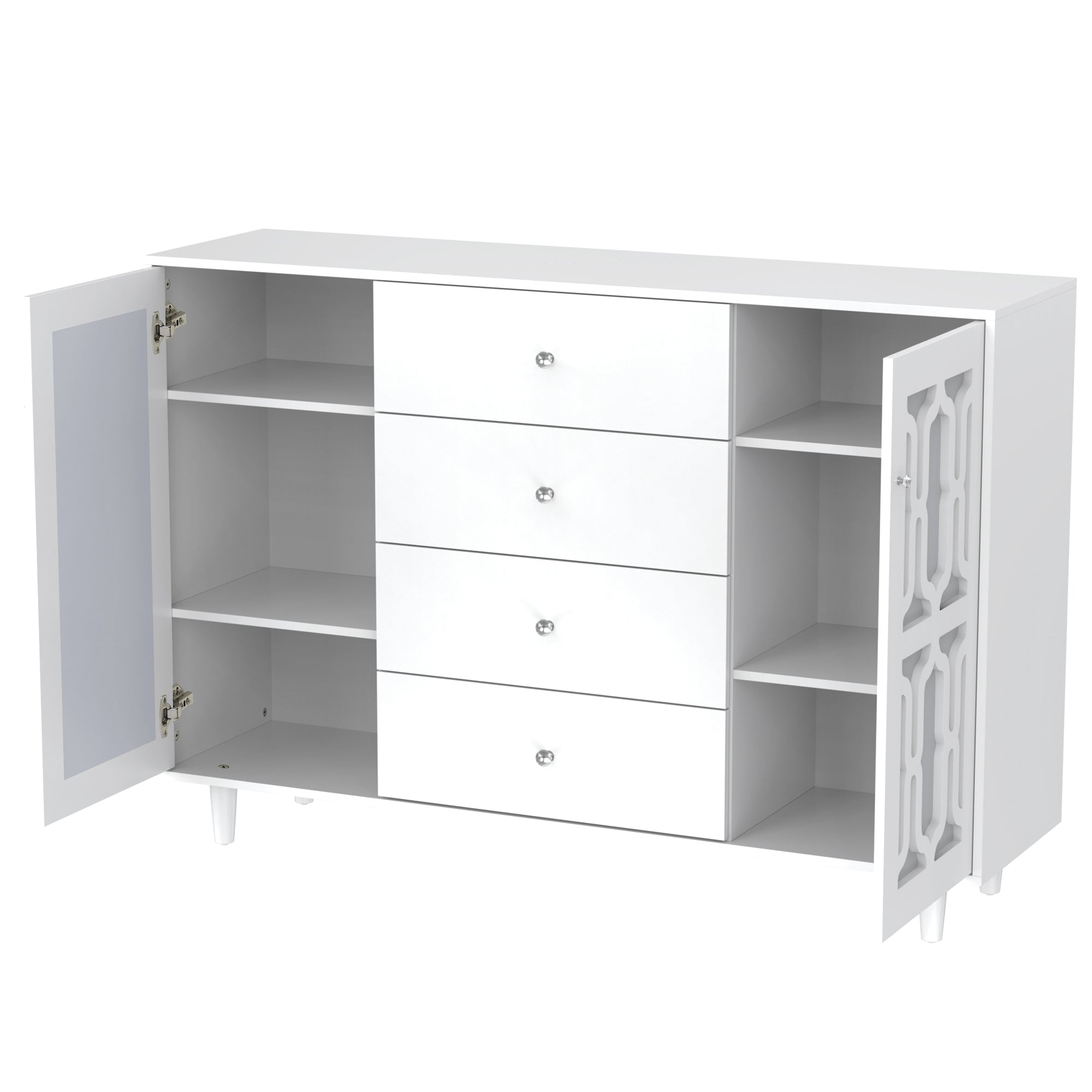Logidon Wit Spiegeldressoir met Kristallen Handgrepen 147,5x40x102 cm