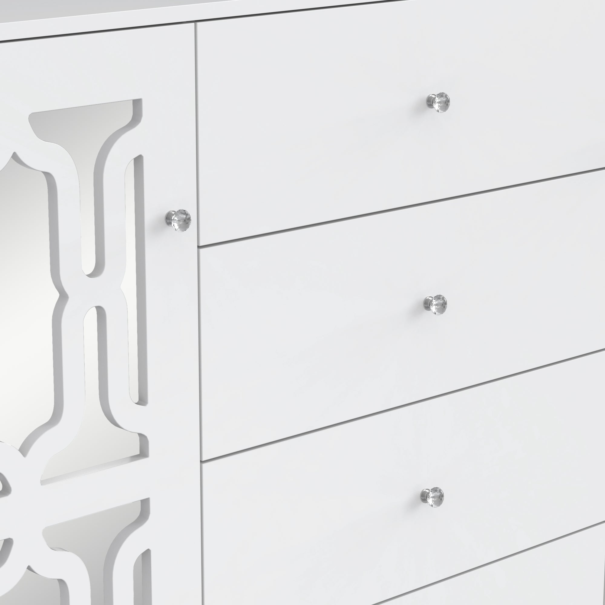 Logidon Wit Spiegeldressoir met Kristallen Handgrepen 147,5x40x102 cm