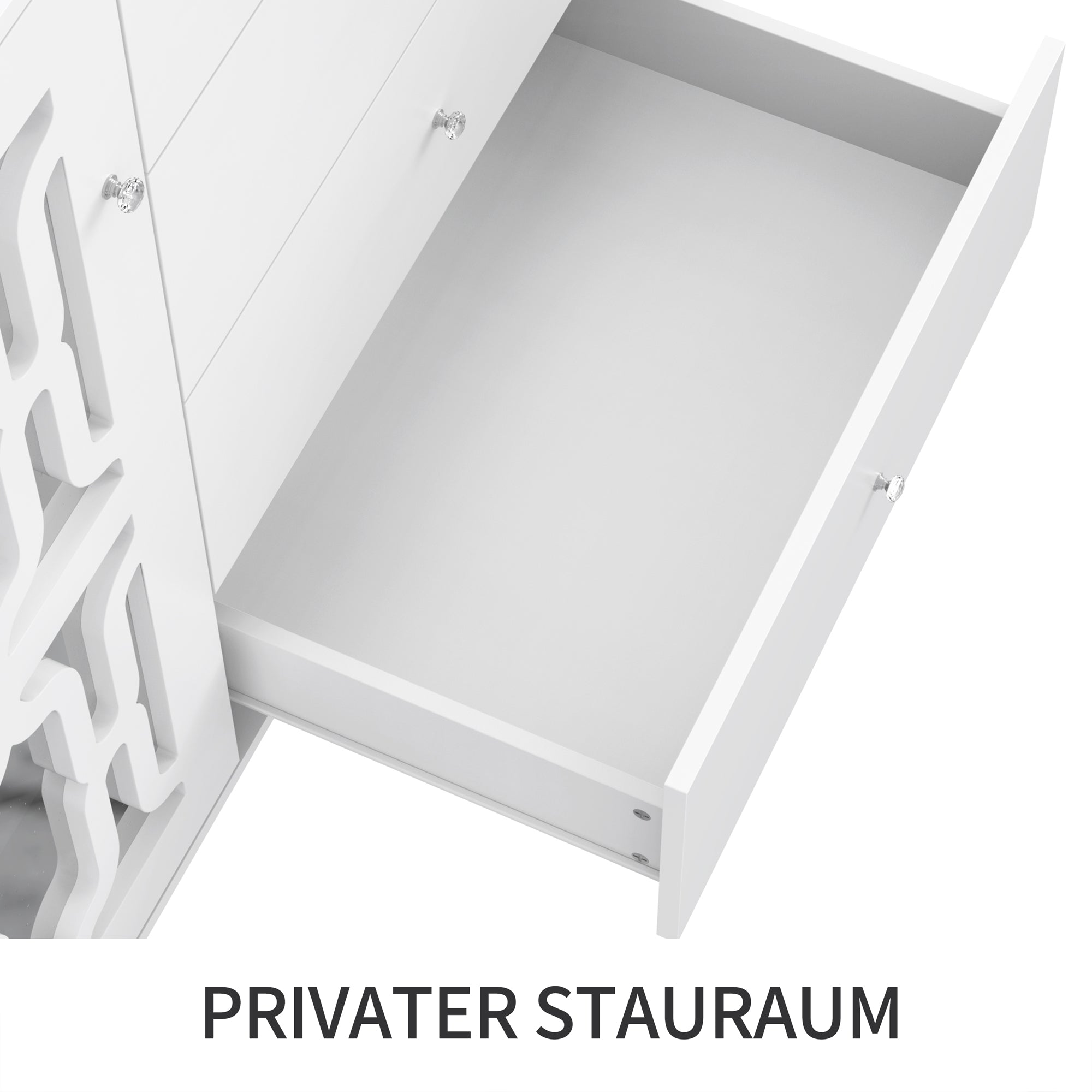 Logidon Wit Spiegeldressoir met Kristallen Handgrepen 147,5x40x102 cm