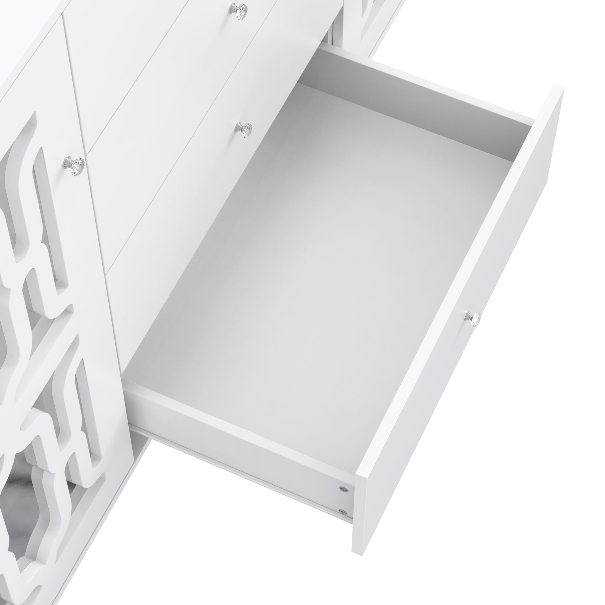 Logidon Wit Spiegeldressoir met Kristallen Handgrepen 147,5x40x102 cm