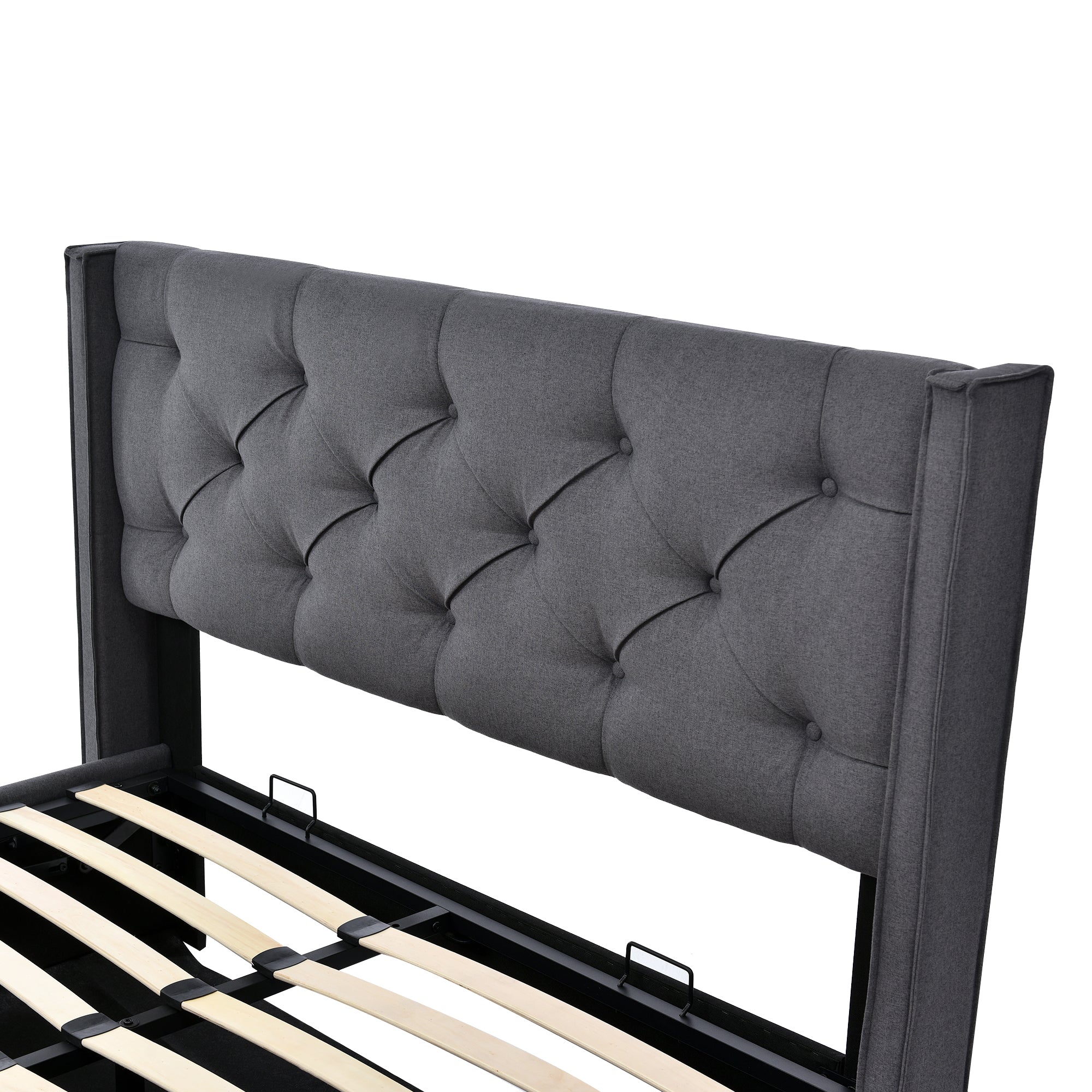 Logidon hydraulisch tweepersoonsbed 160x200 grijs bedframe met opbergruimte
