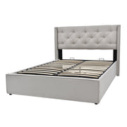 Logidon Hydraulisch gestoffeerd bed 160x200 cm met opbergruimte lichtgrijs