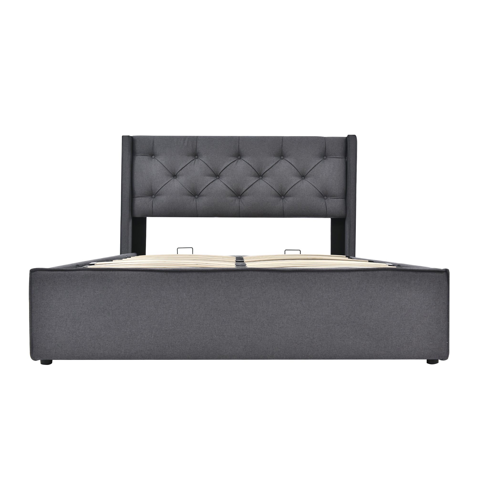 Logidon hydraulisch tweepersoonsbed 160x200 grijs bedframe met opbergruimte