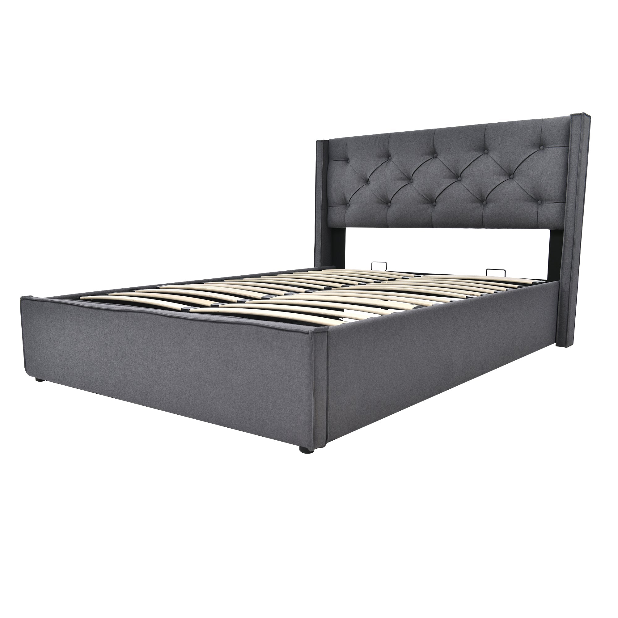 Logidon Hydraulisch gestoffeerd bed 160x200 grijs met opbergruimte