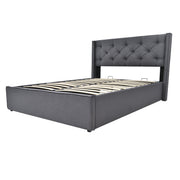 Logidon gestoffeerd bed 140x200 met opbergruimte hydraulisch grijs