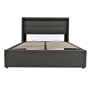 Logidon Hydraulic Storage Bed 140x200 Gray With LED Lighting
