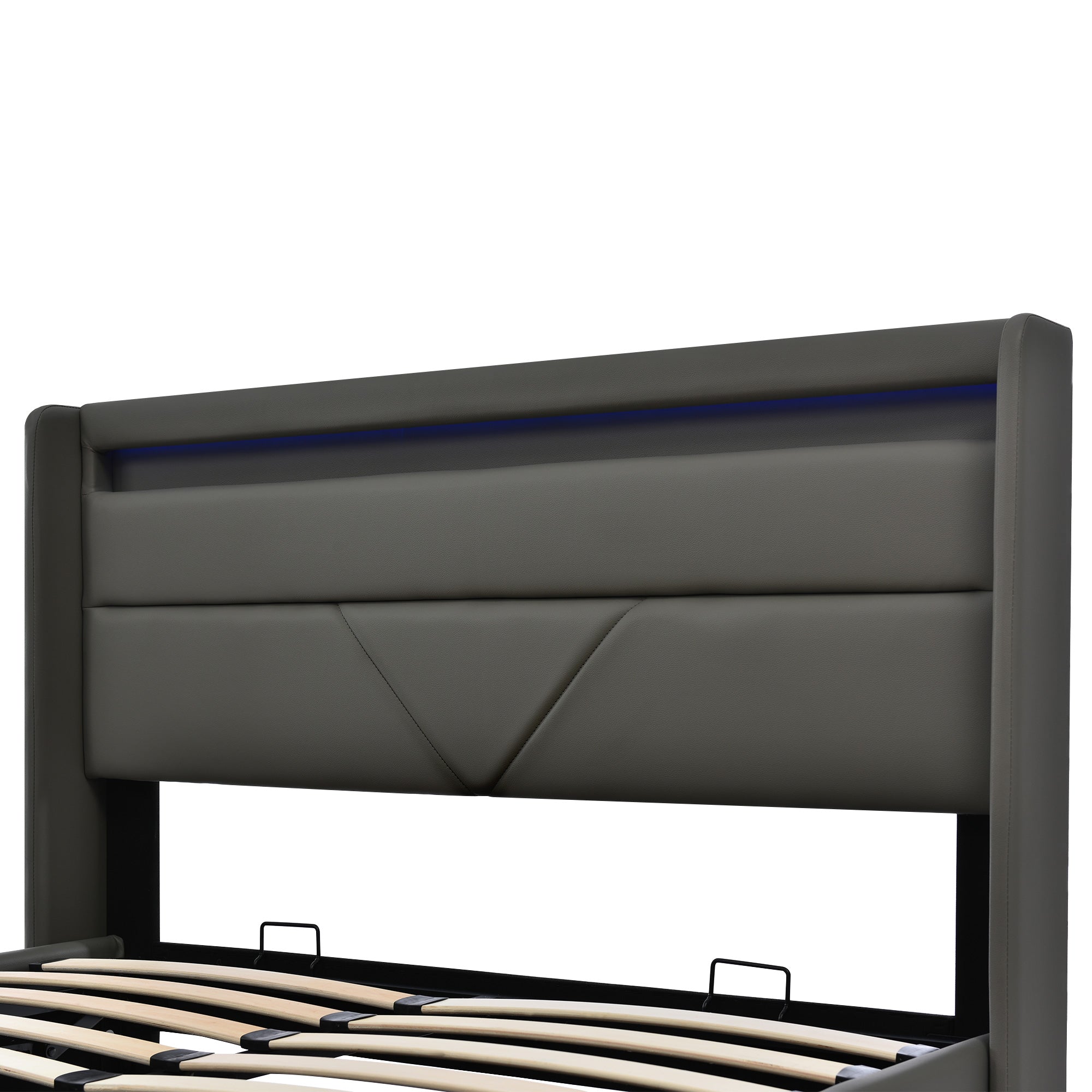 Logidon hydraulisch opbergbed 160x200cm tweepersoonsbed grijs LED
