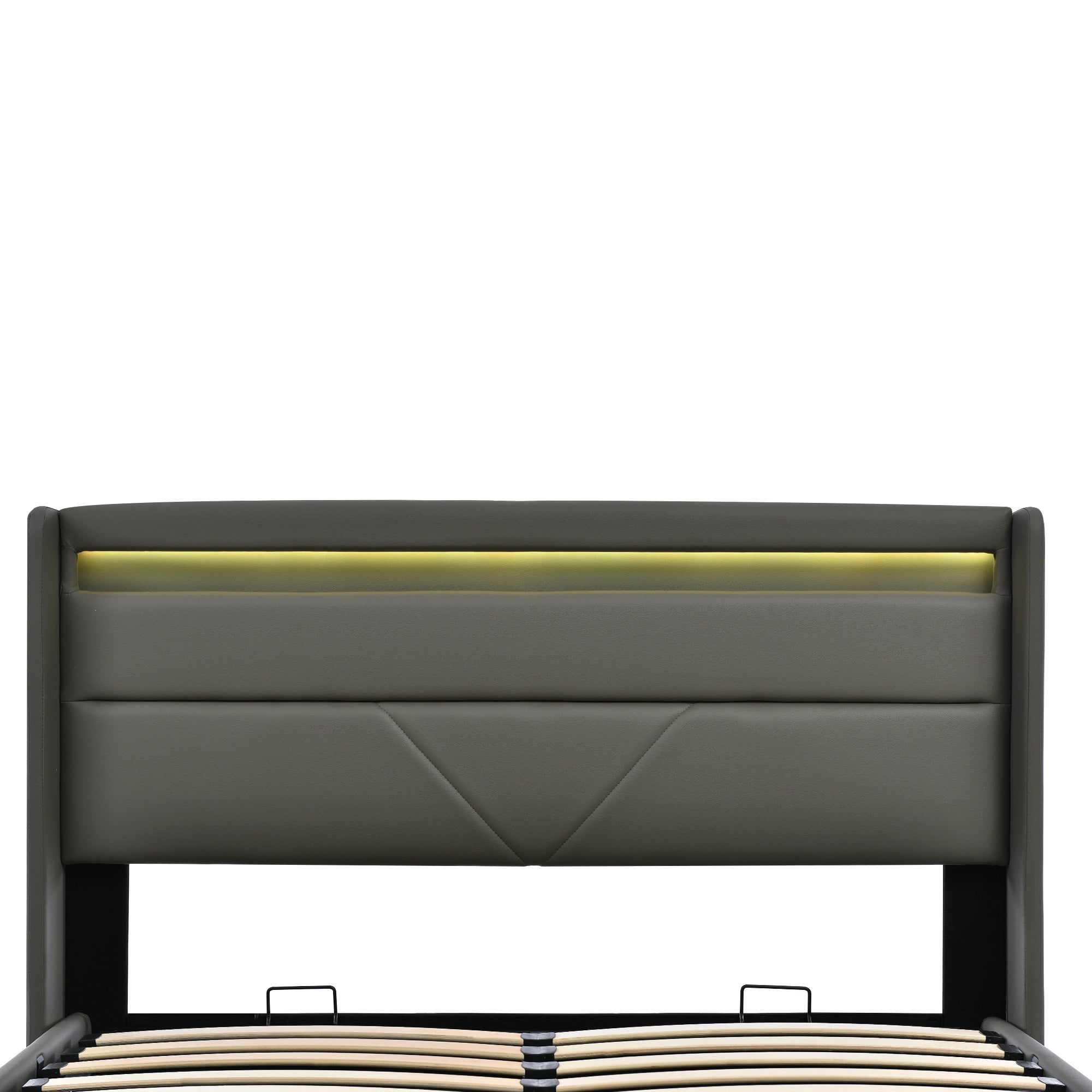 Logidon hydraulisch opbergbed 160x200cm tweepersoonsbed grijs LED