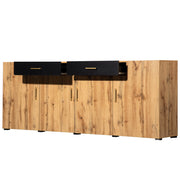 Logidon dressoir 208x39,5x80 cm bruin wit, 4 deuren, 2 lades