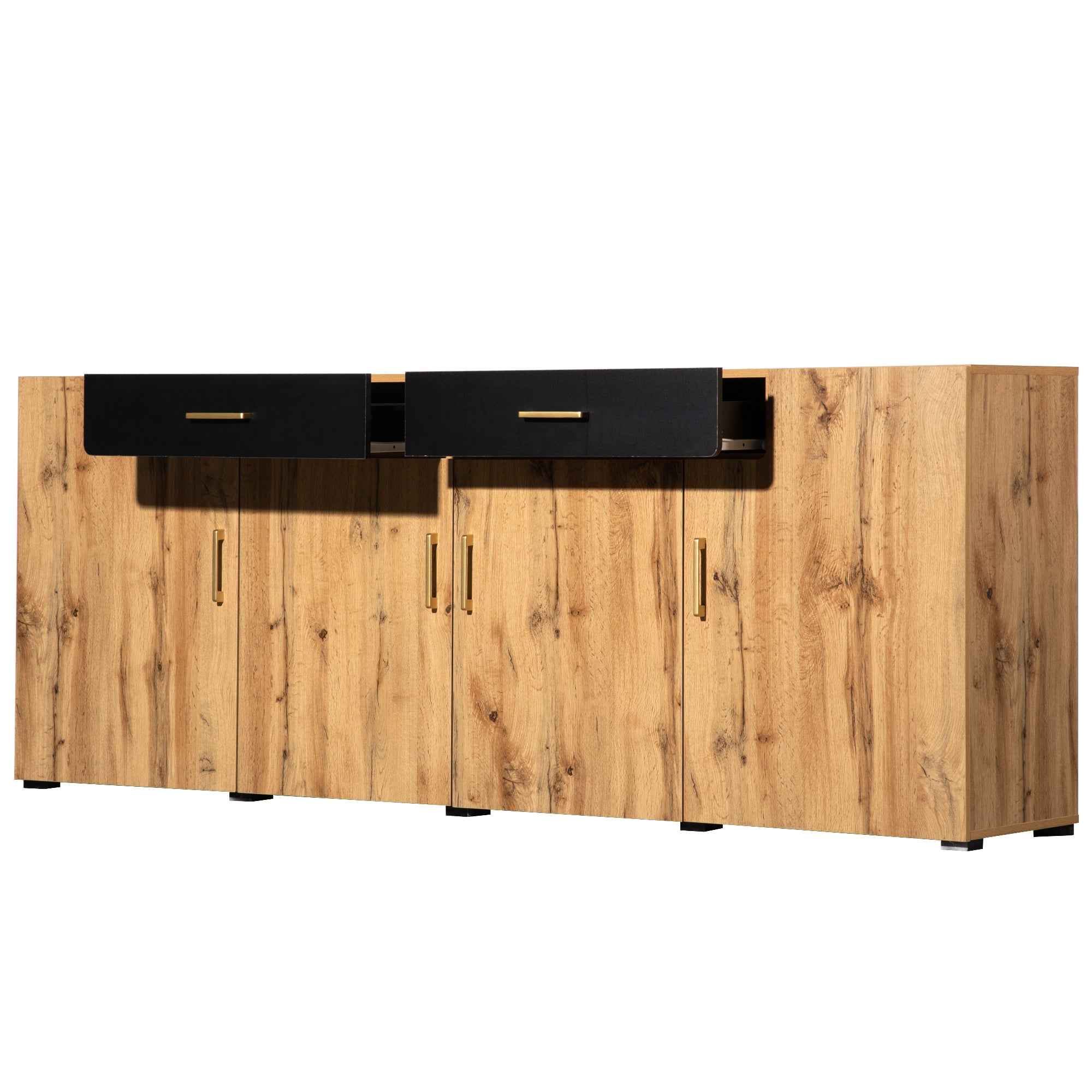 Logidon dressoir 208x39,5x80 cm bruin wit, 4 deuren, 2 lades