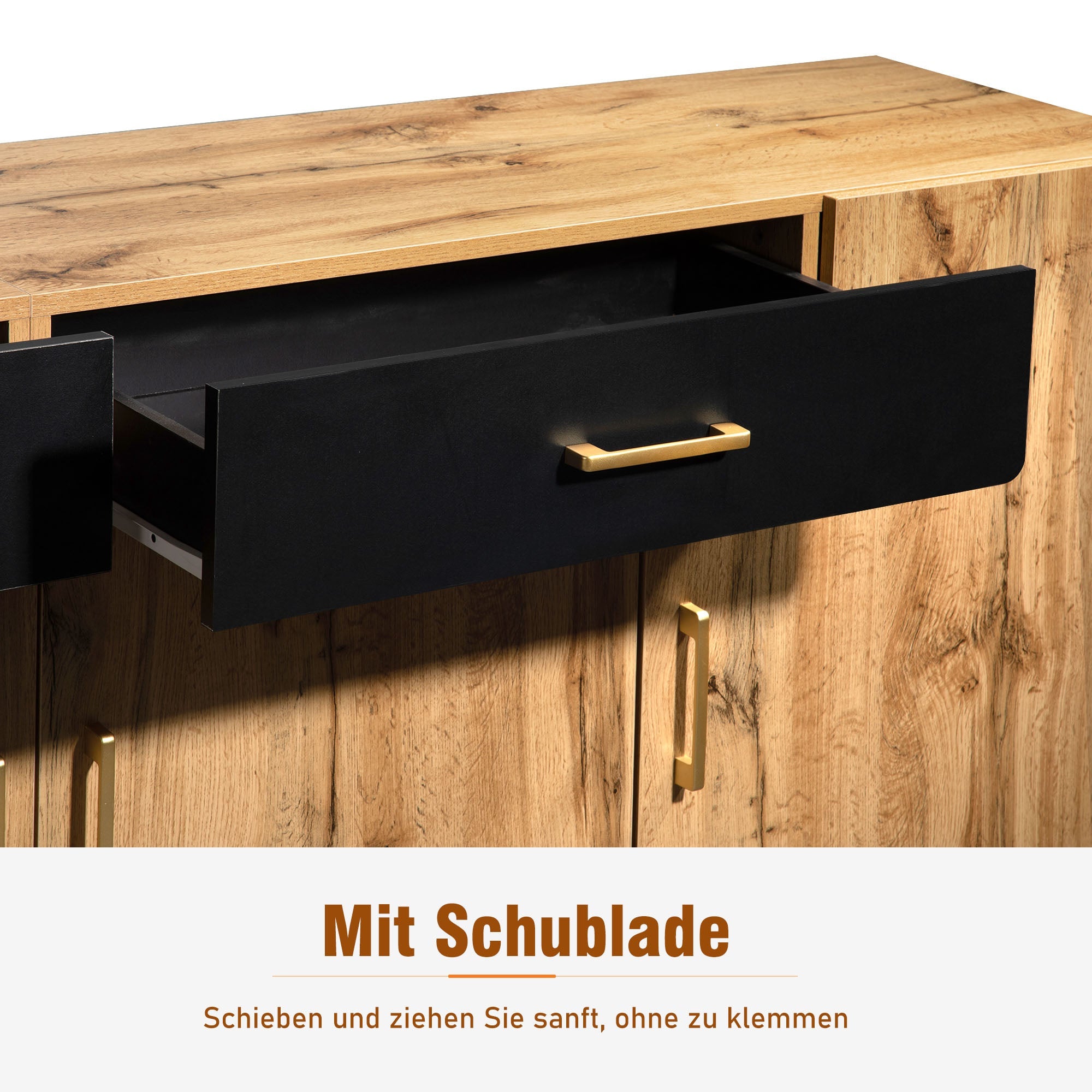 Logidon dressoir 208x39,5x80 cm bruin wit, 4 deuren, 2 lades