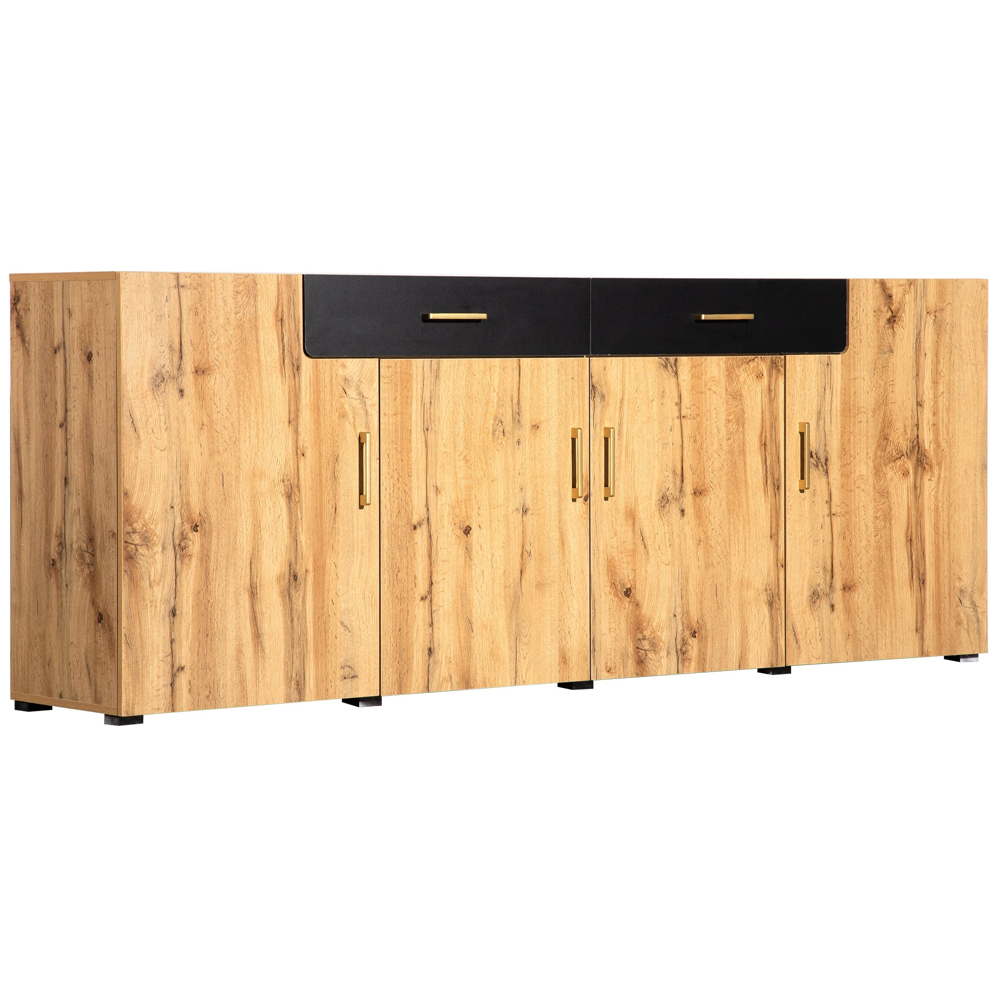 Logidon dressoir 208x39,5x80 cm bruin wit, 4 deuren, 2 lades