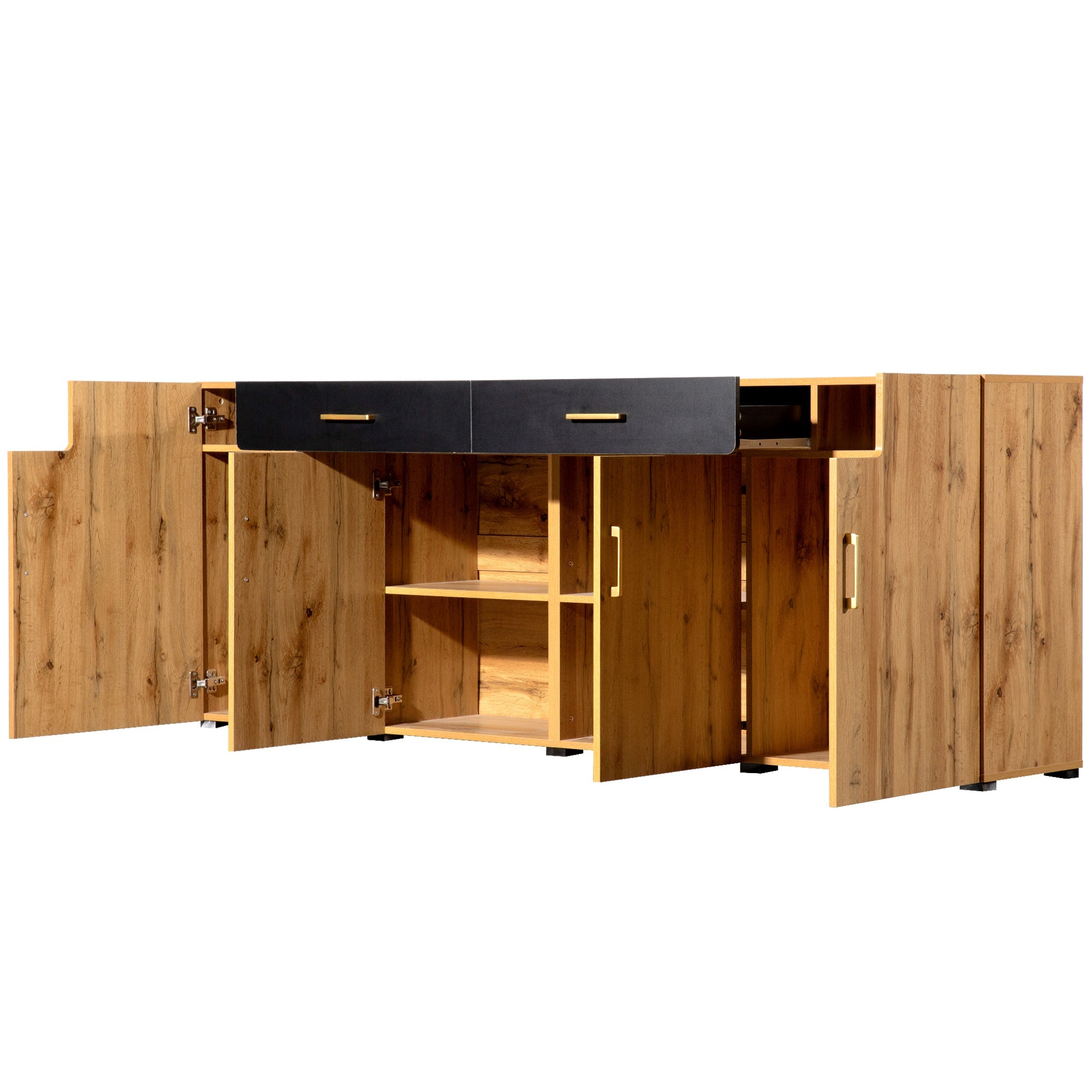 Logidon dressoir 208x39,5x80 cm bruin wit, 4 deuren, 2 lades