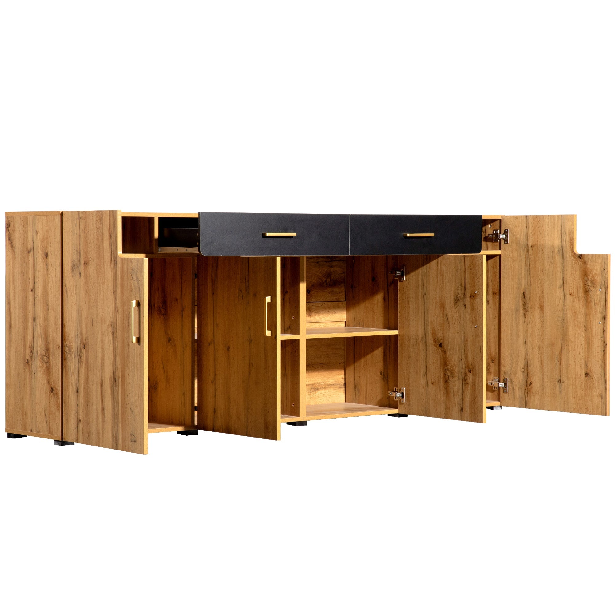 Logidon dressoir 208x39,5x80 cm bruin wit, 4 deuren, 2 lades