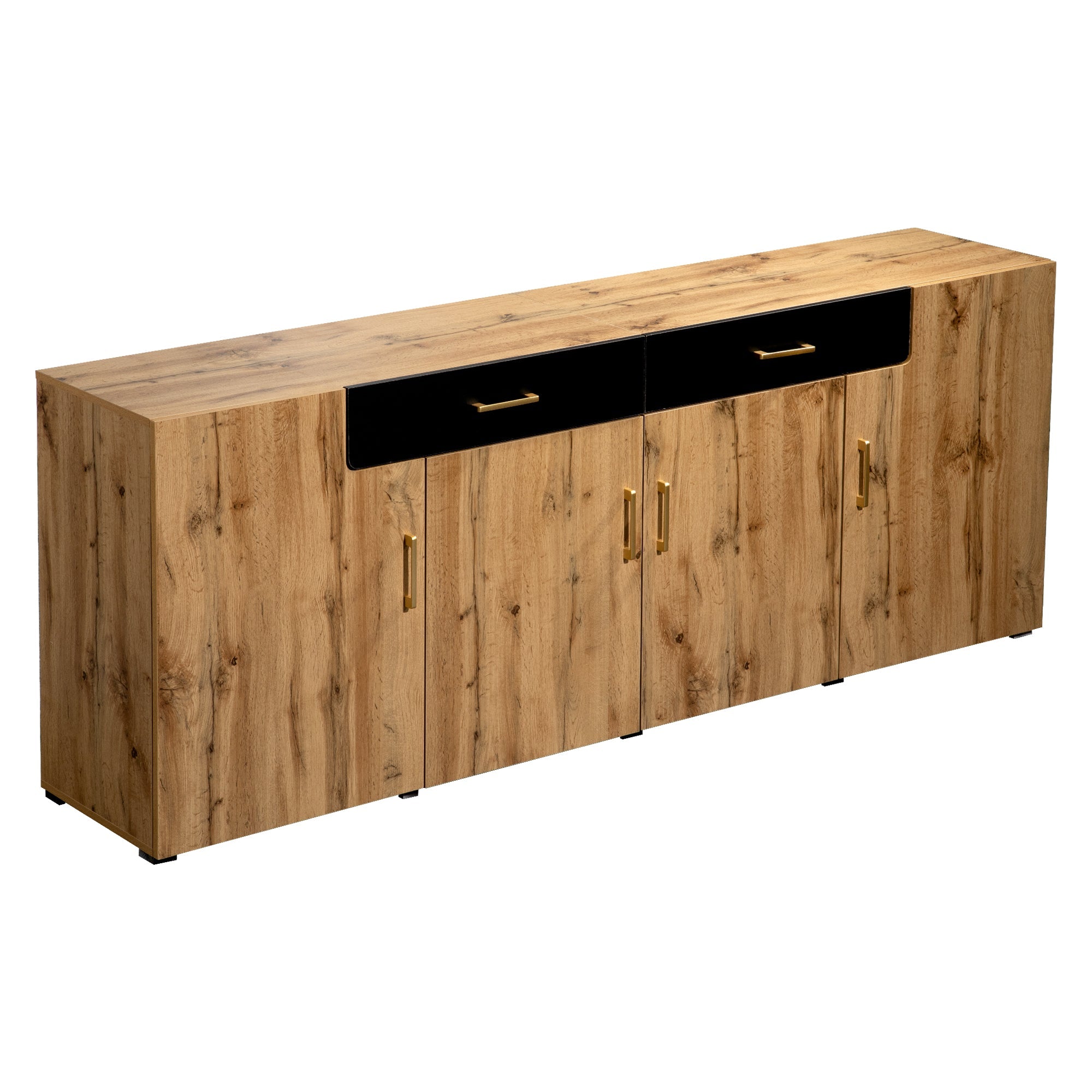 Logidon dressoir 208x39,5x80 cm bruin wit, 4 deuren, 2 lades