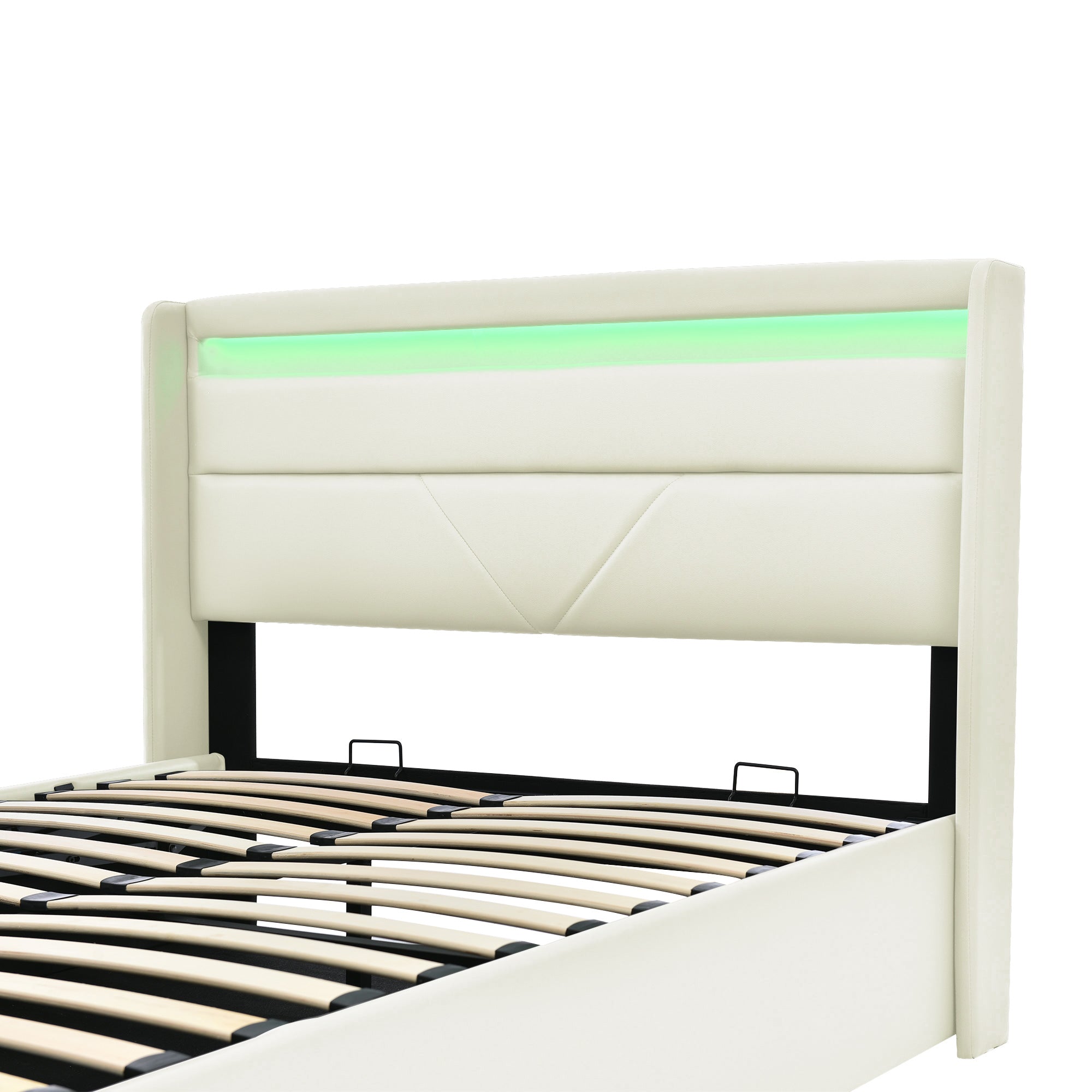 Logidon Hydraulisch Opbergbed 160x200 cm Wit Met LED Verlichting